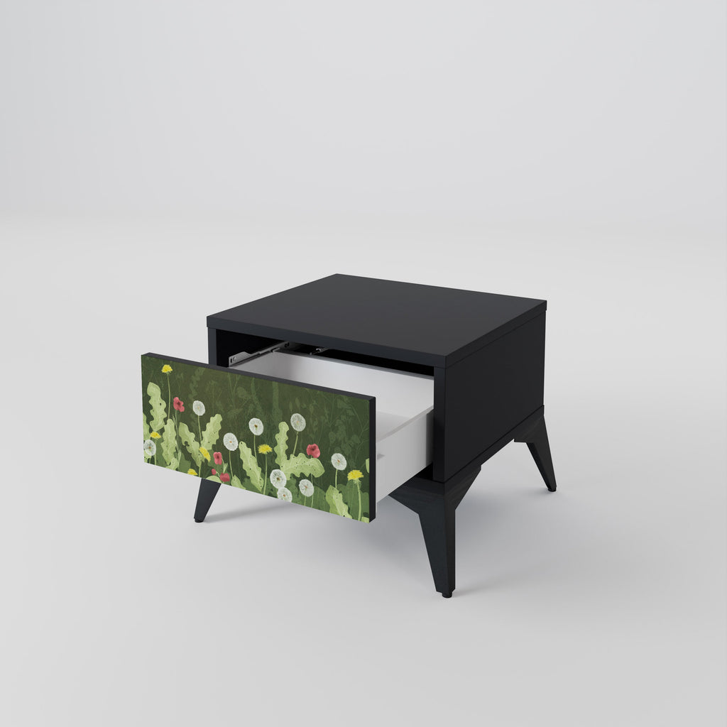 DANDELION AMUSE Nightstand in Black Finish