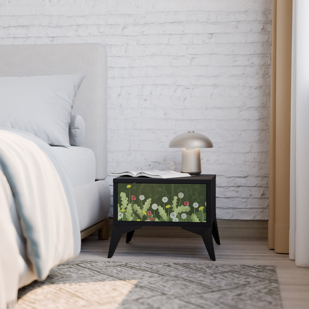 DANDELION AMUSE Nightstand in Black Finish