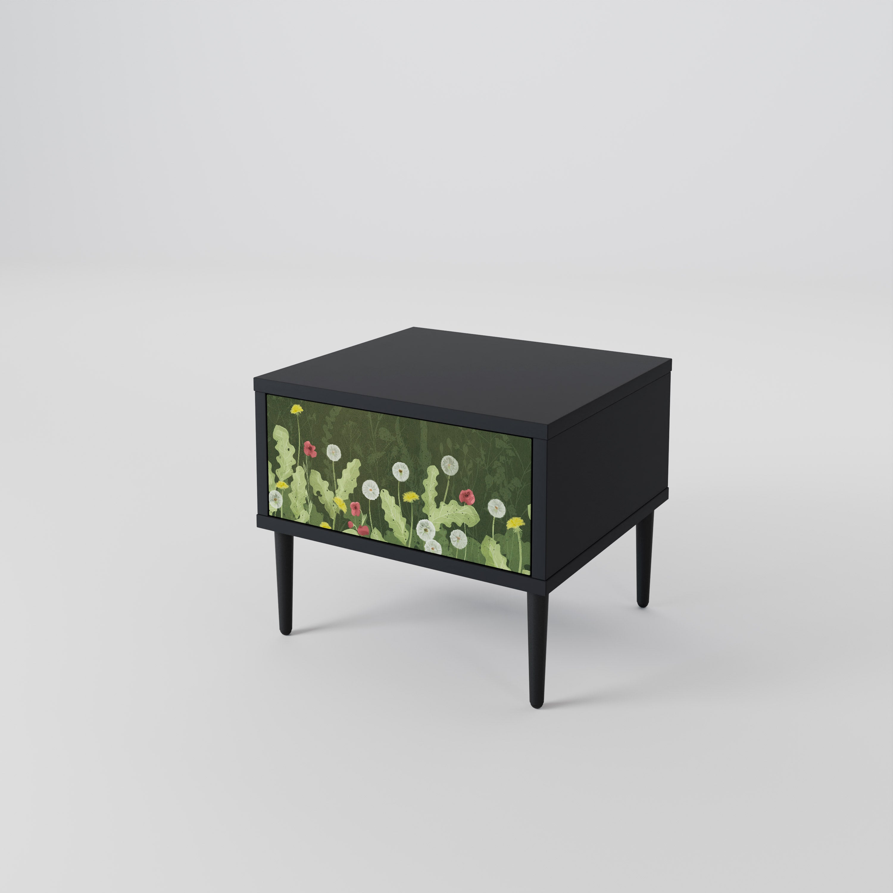 DANDELION AMUSE Nightstand in Black Finish