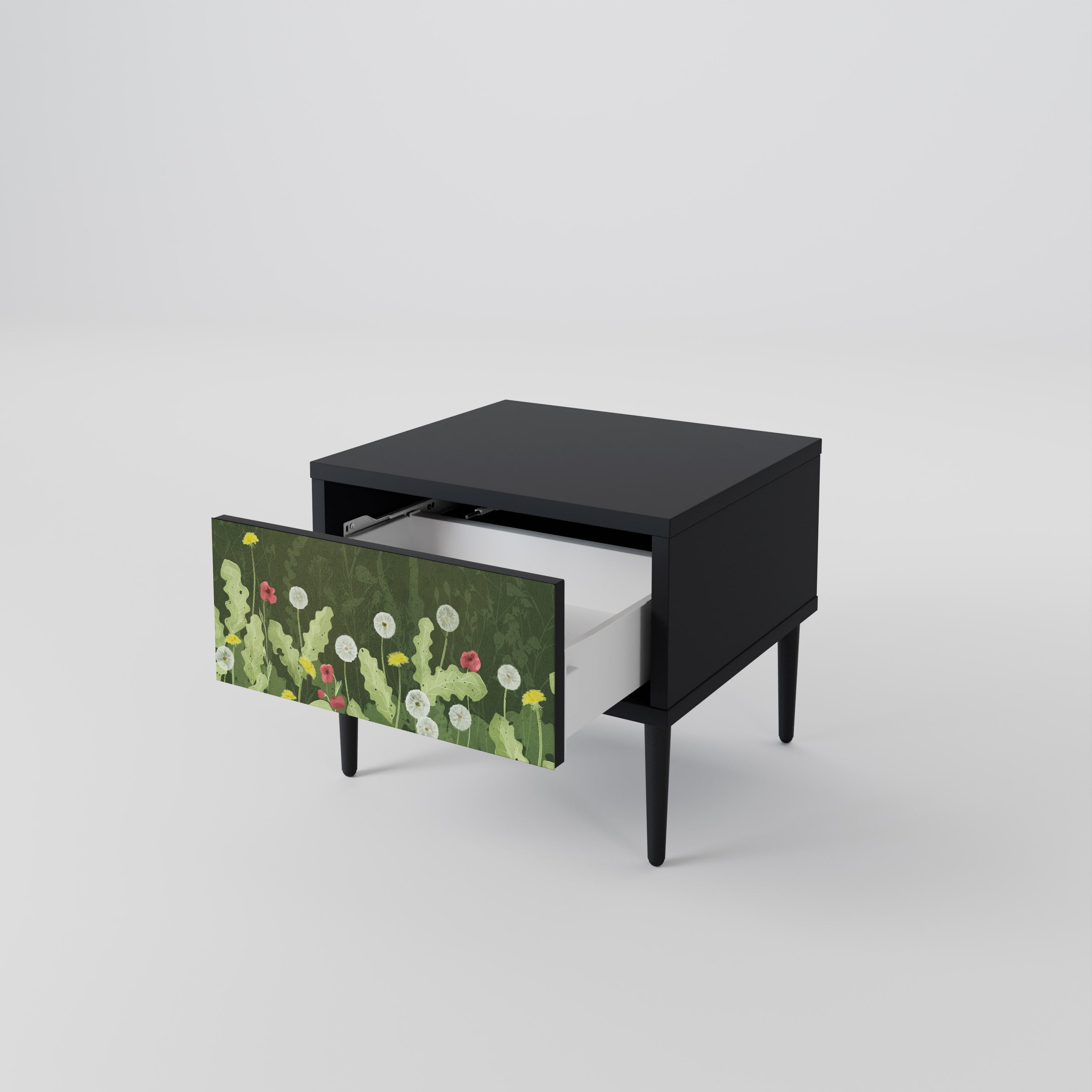DANDELION AMUSE Nightstand in Black Finish