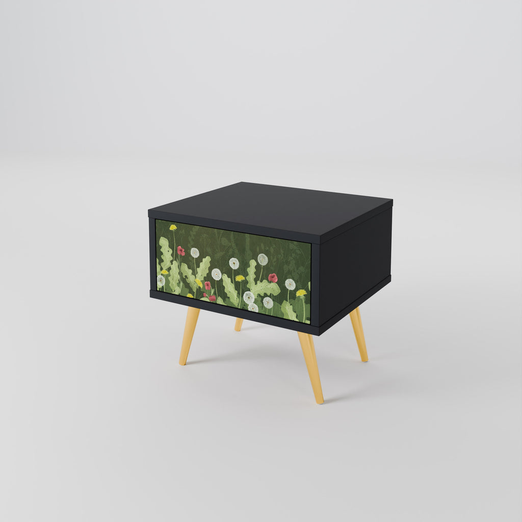 DANDELION AMUSE Nightstand in Black Finish