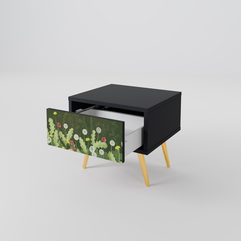 DANDELION AMUSE Nightstand in Black Finish
