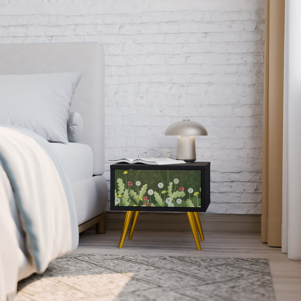 DANDELION AMUSE Nightstand in Black Finish
