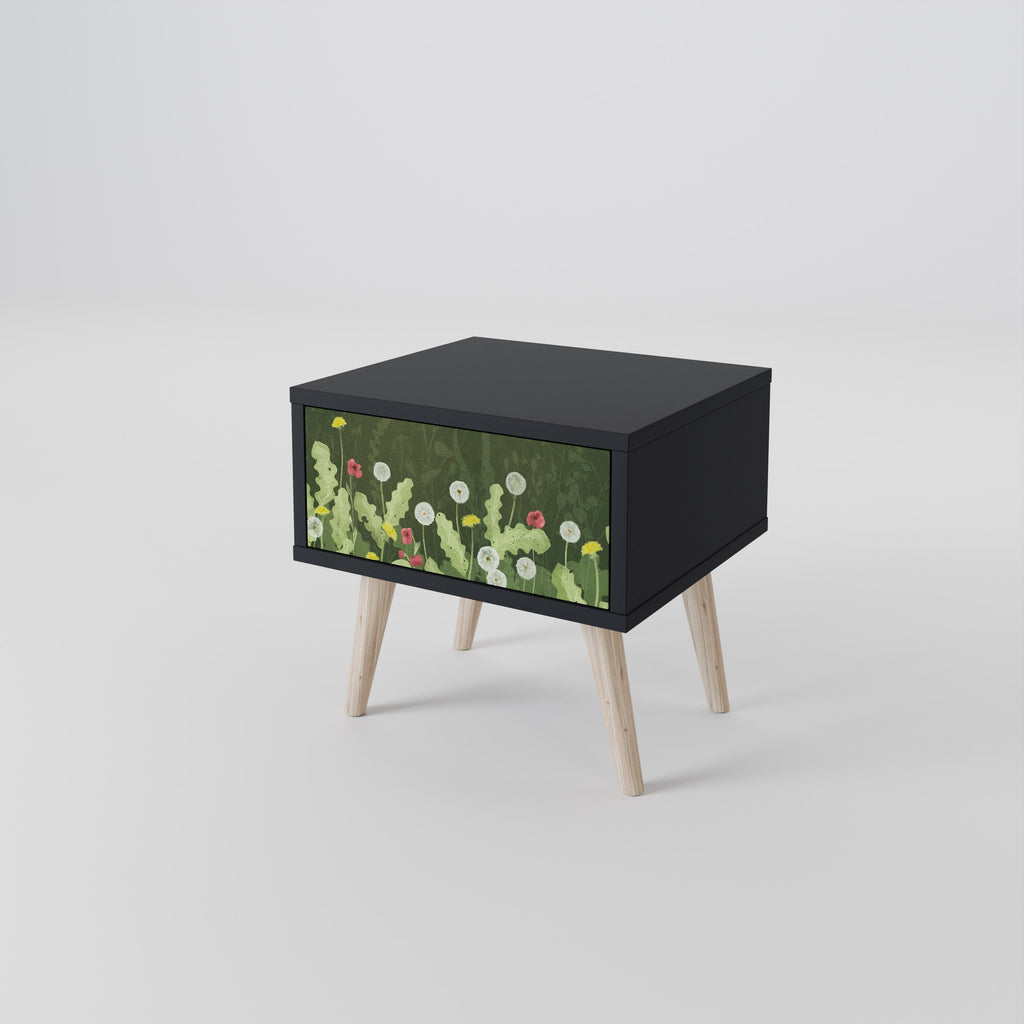 DANDELION AMUSE Nightstand in Black Finish