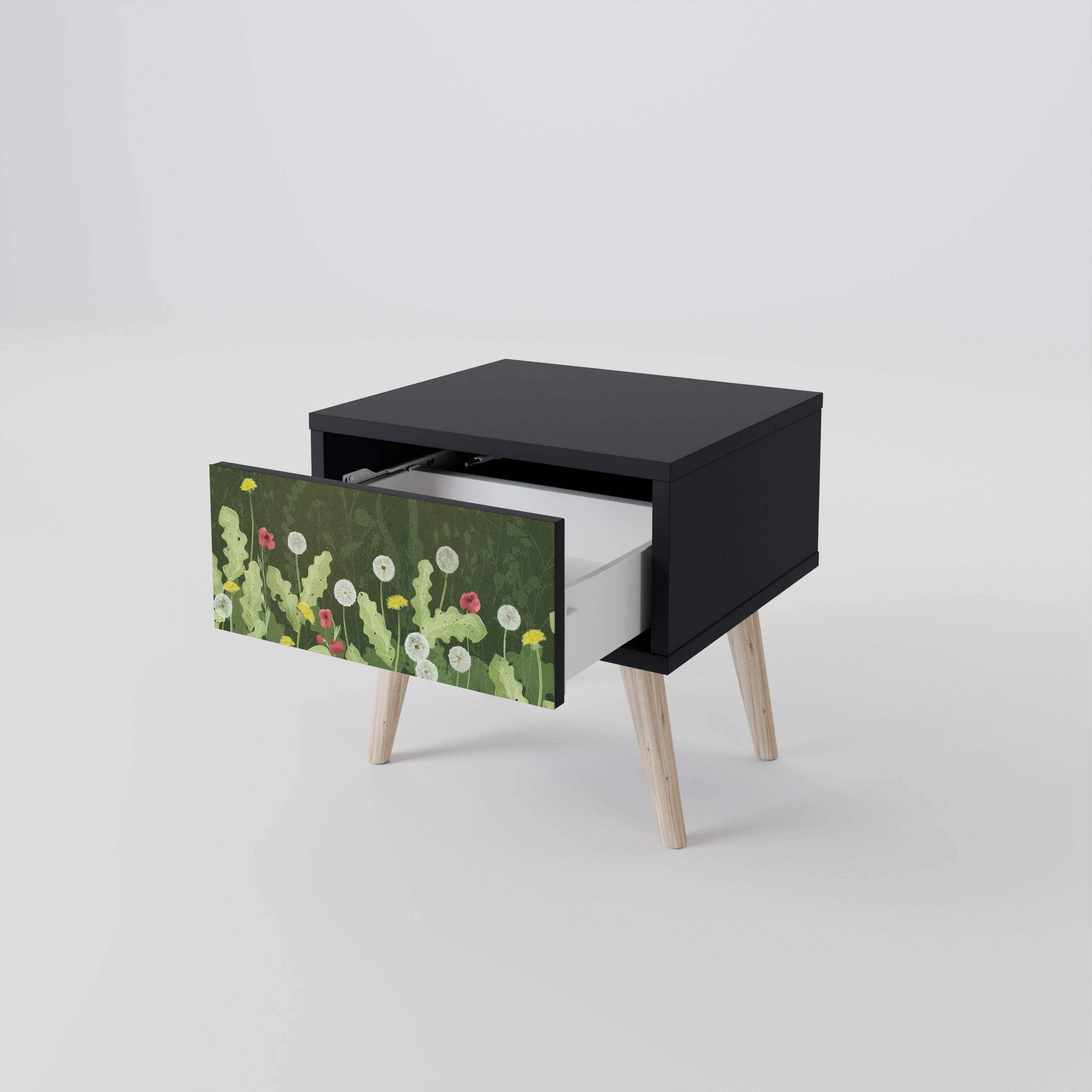 DANDELION AMUSE Nightstand in Black Finish