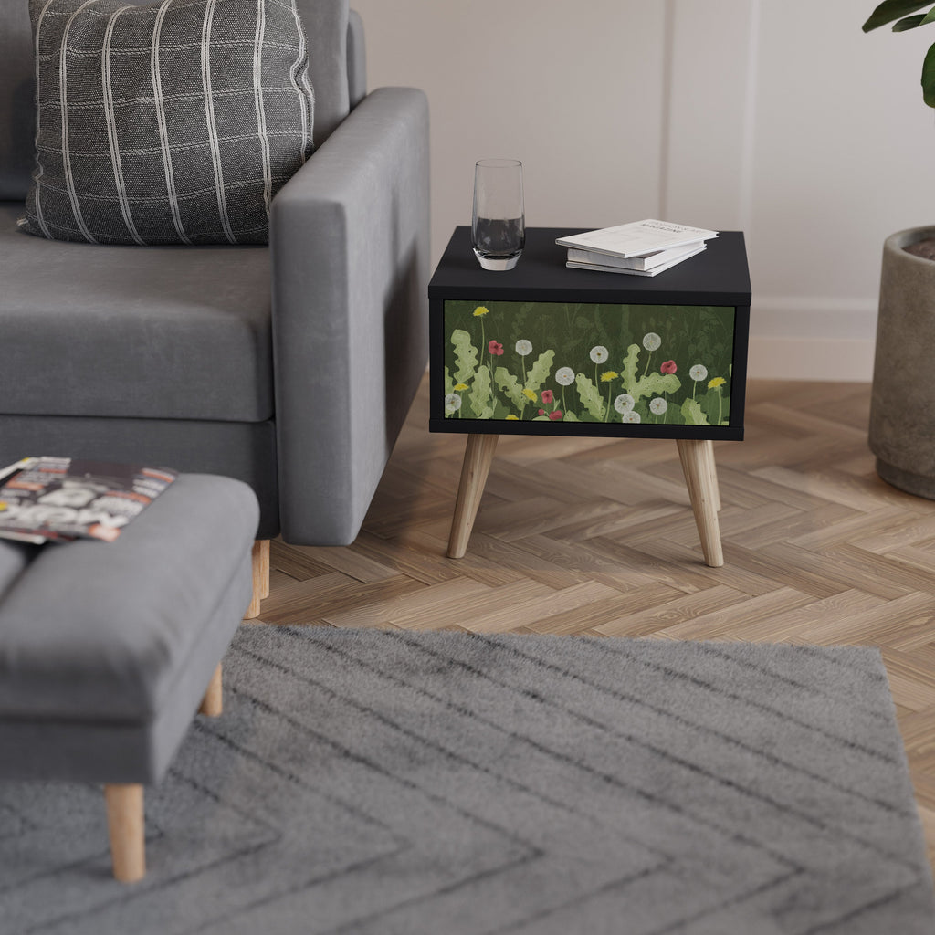 DANDELION AMUSE Nightstand in Black Finish