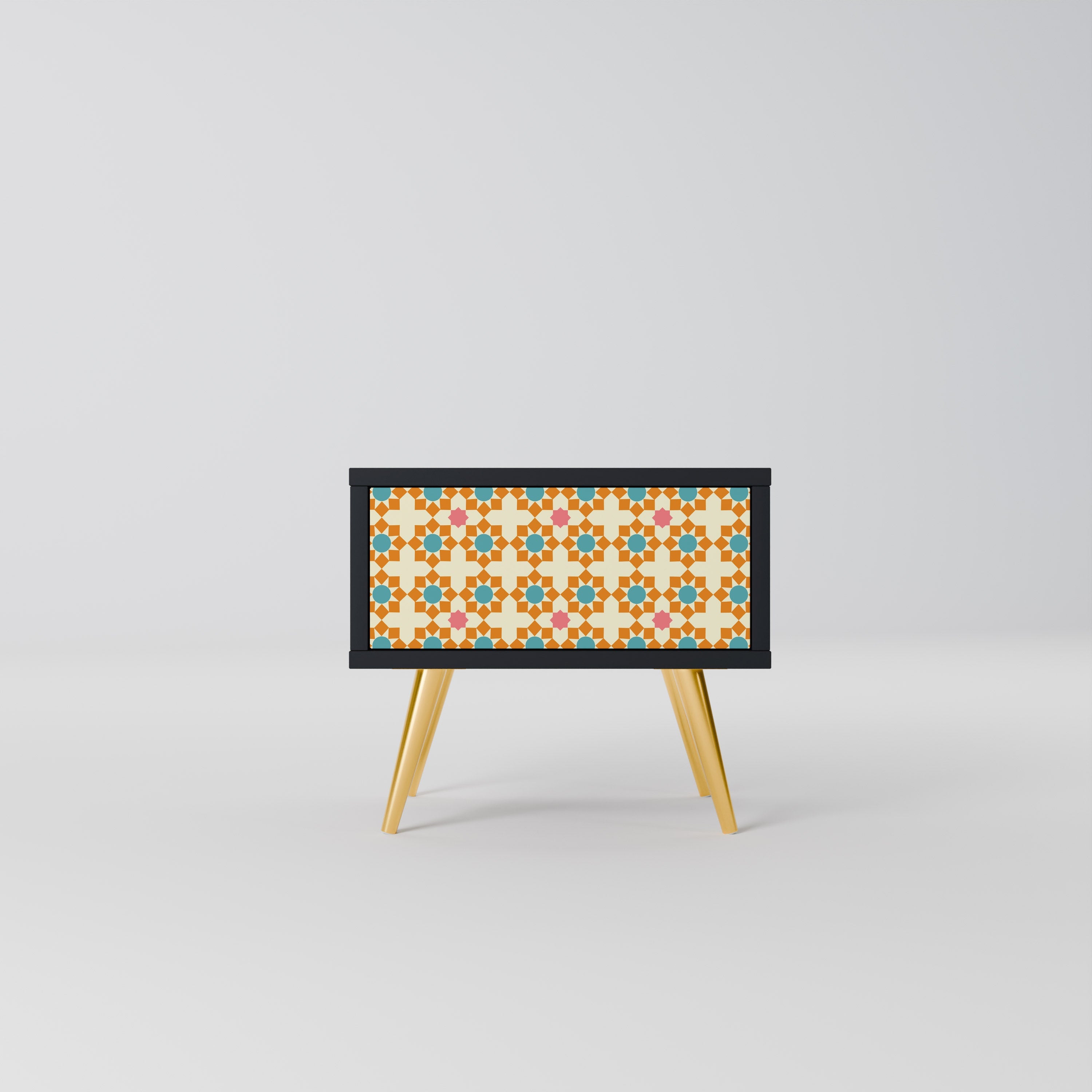 FLORAL DECOR Mesa de Cabeceira em Acabamento Preto