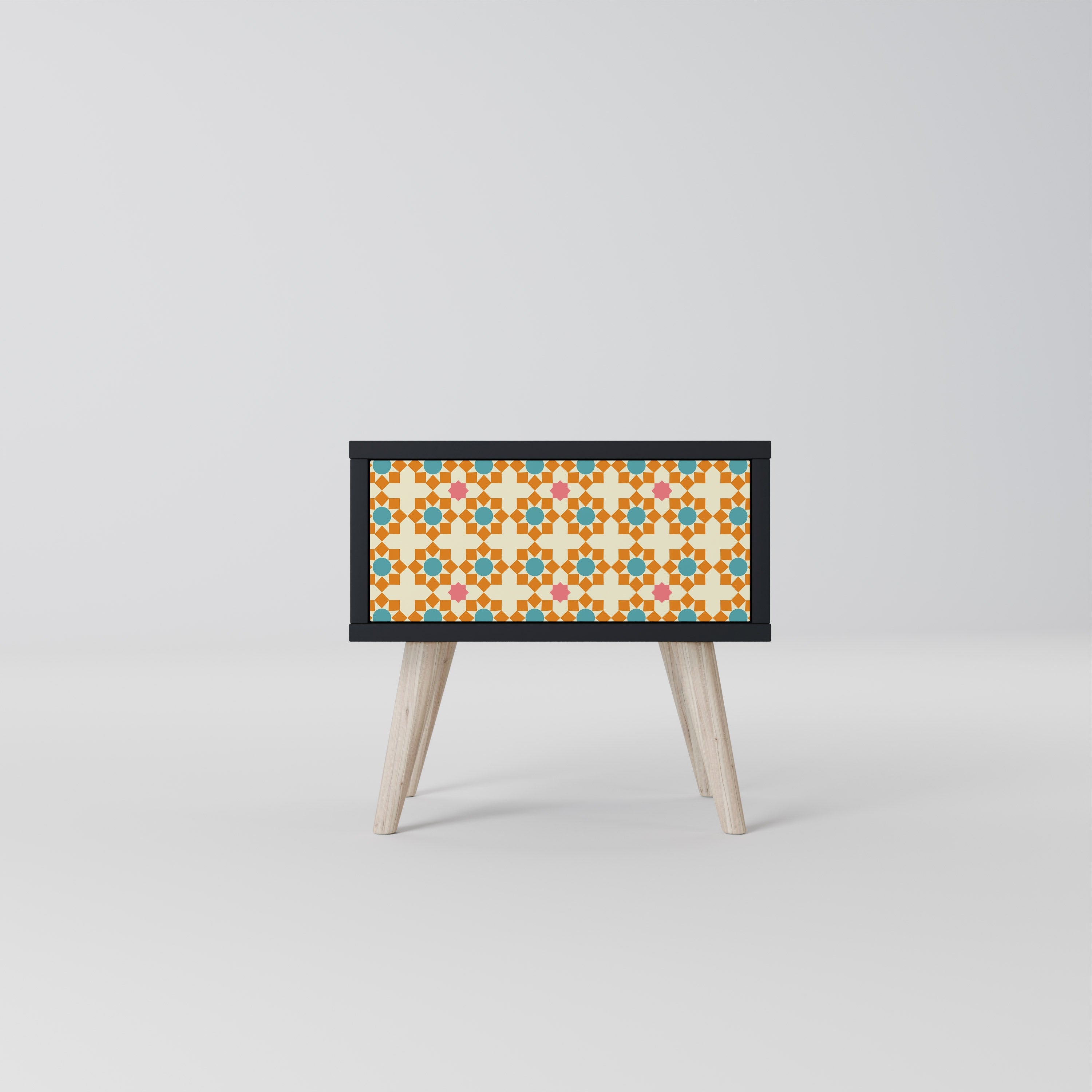 FLORAL DECOR Mesa de Cabeceira em Acabamento Preto