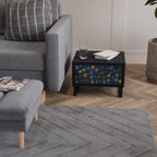 FLOWERS ON NAVY BLUE Mesa de Cabeceira em Acabamento Preto