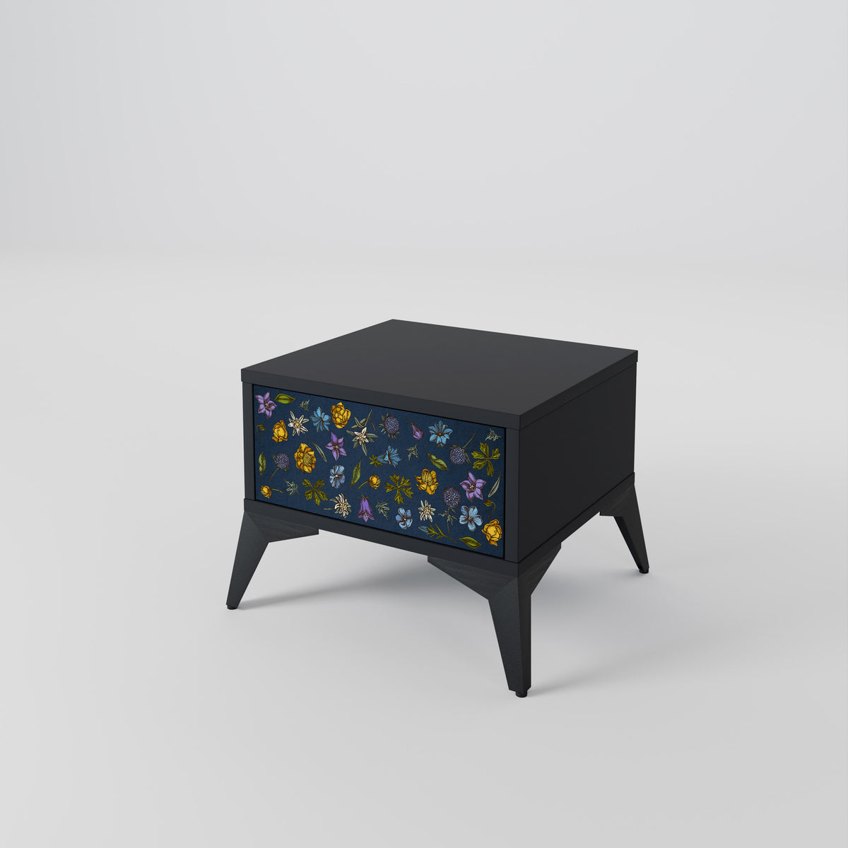 FLOWERS ON NAVY BLUE Mesa de Cabeceira com Gaveta