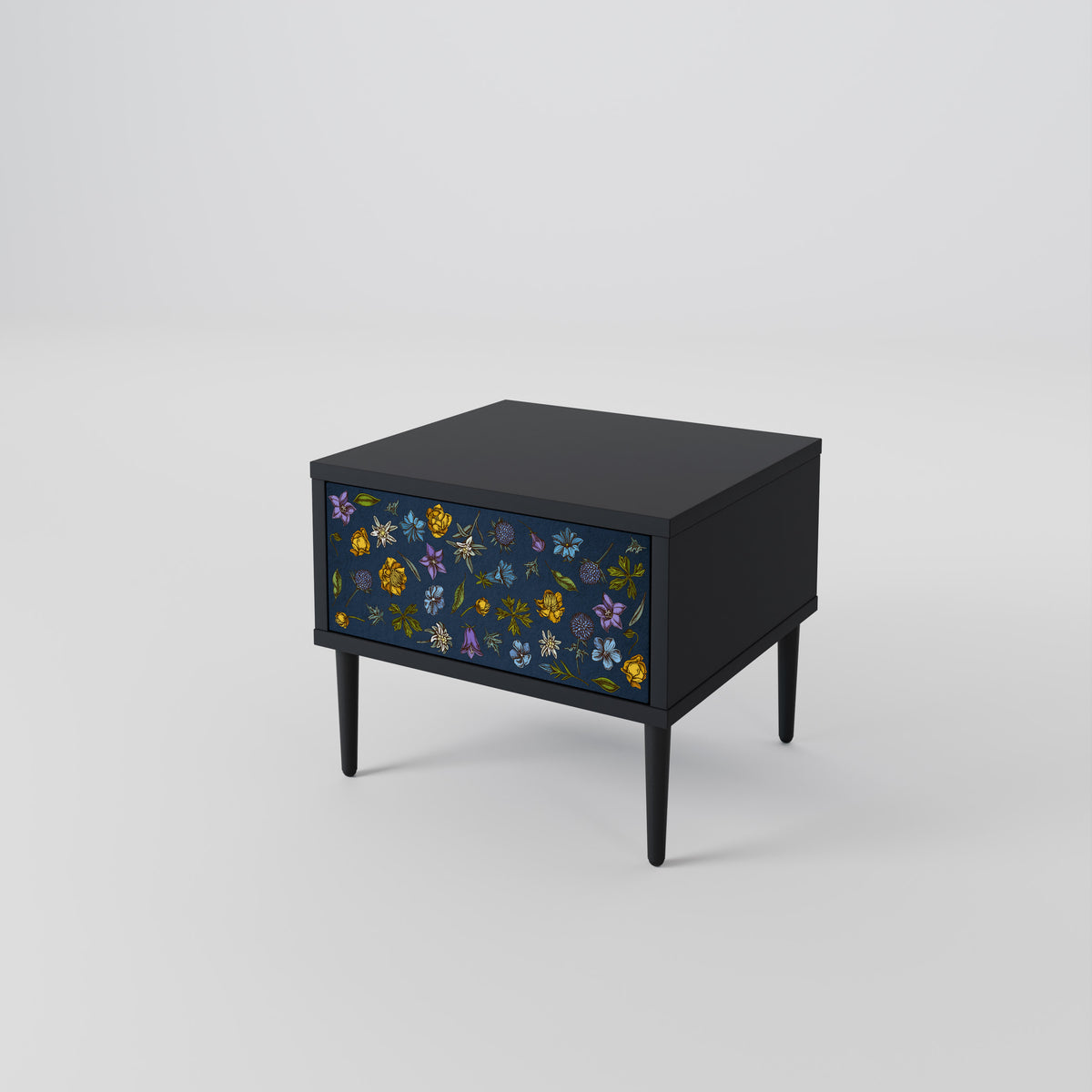 FLOWERS ON NAVY BLUE Mesa de Cabeceira com Gaveta