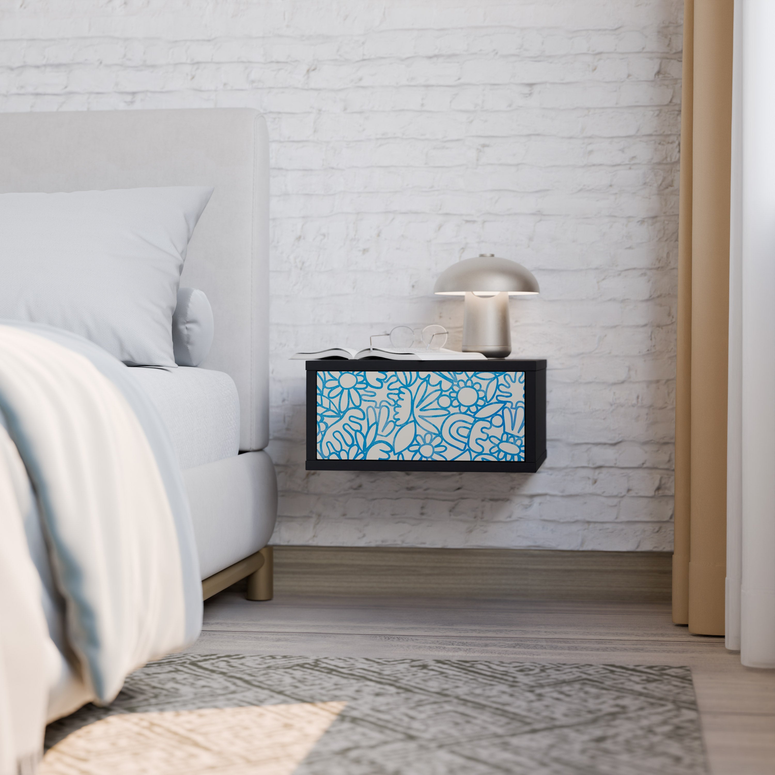 BLOOMY MORNING Mesa de Cabeceira em Acabamento Preto