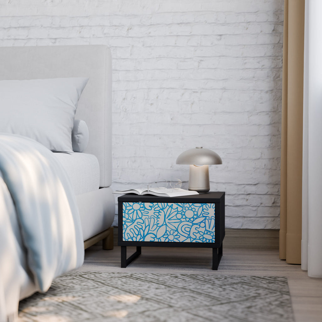 BLOOMY MORNING Mesa de Cabeceira em Acabamento Preto