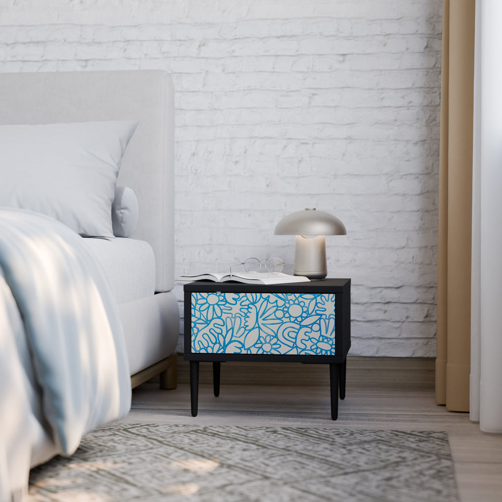 BLOOMY MORNING Mesa de Cabeceira em Acabamento Preto