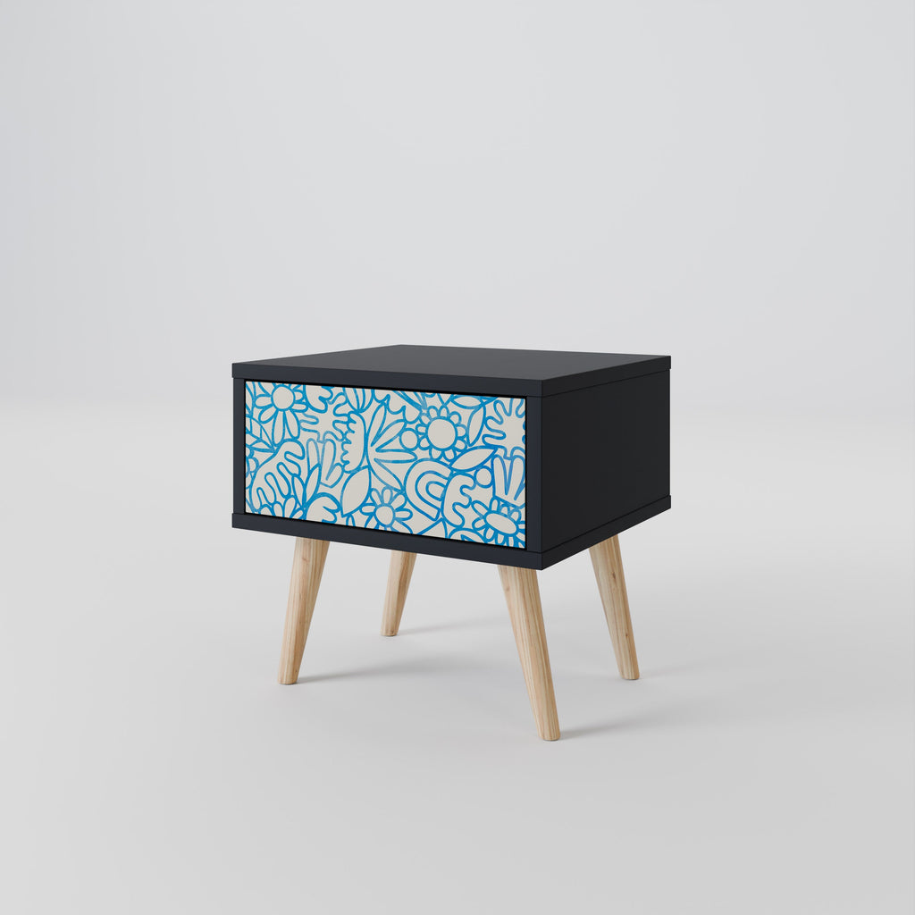 BLOOMY MORNING Mesa de Cabeceira em Acabamento Preto