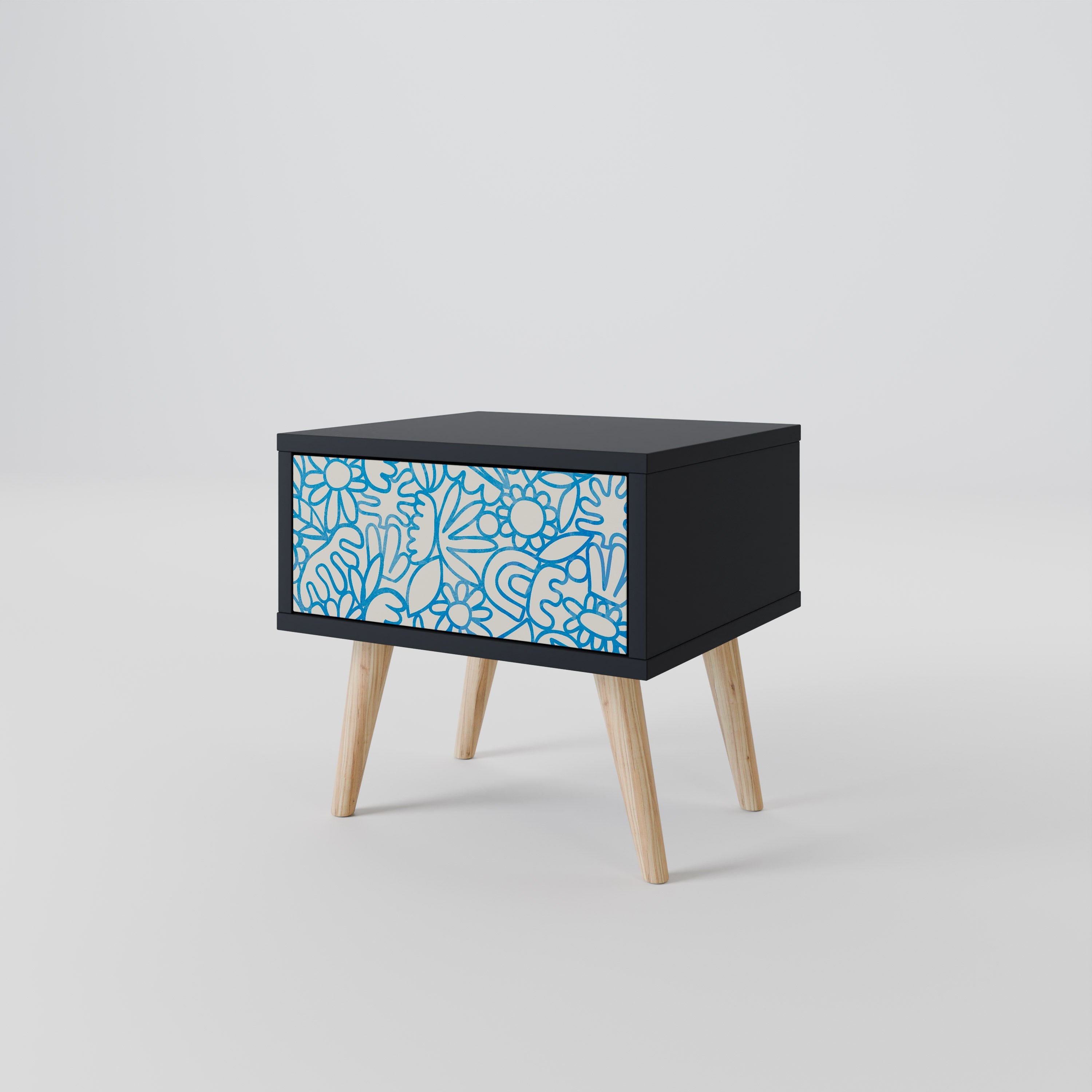 BLOOMY MORNING Mesa de Cabeceira em Acabamento Preto