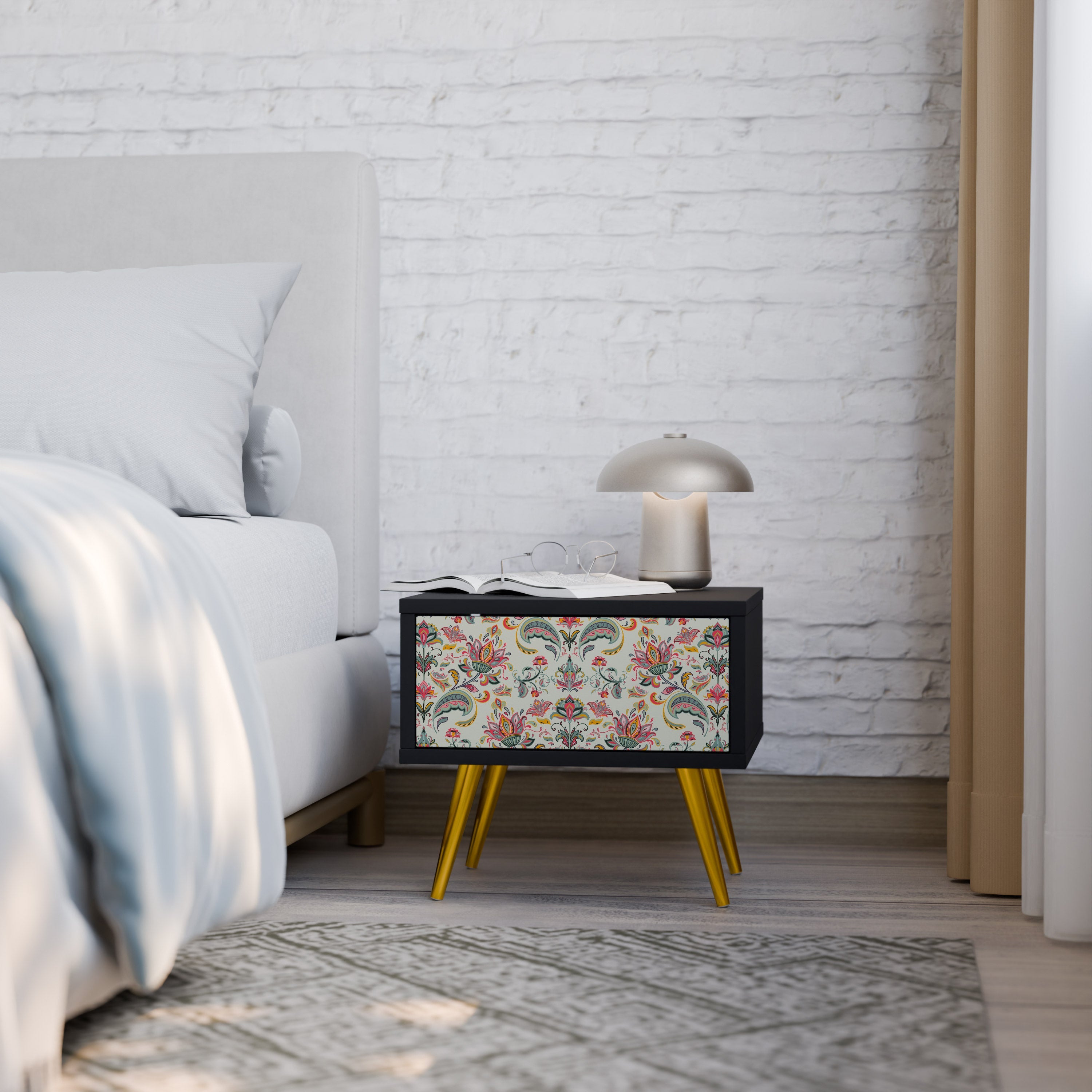 ORGANIC FOLKLORE Nightstand in Black Finish