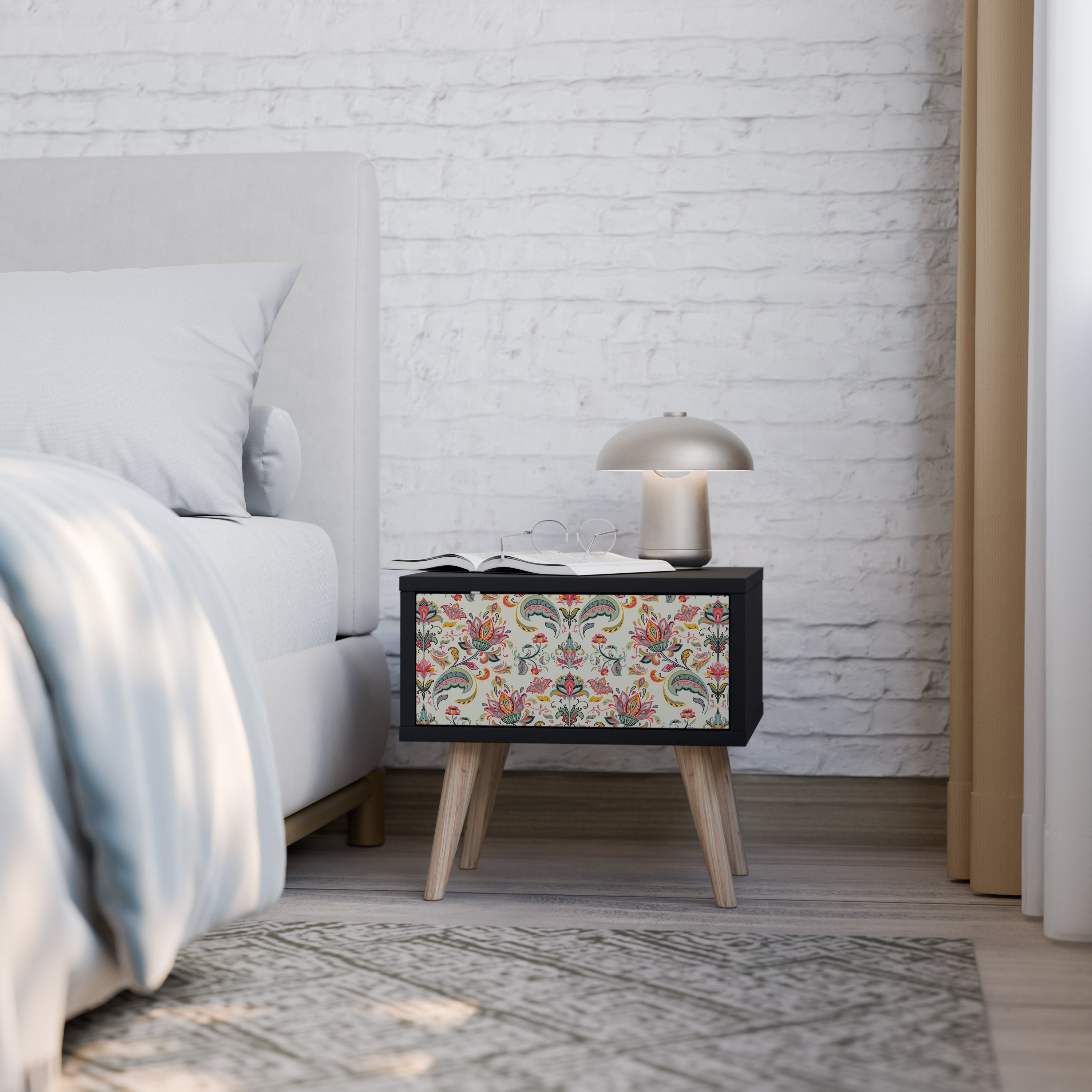 ORGANIC FOLKLORE Nightstand in Black Finish