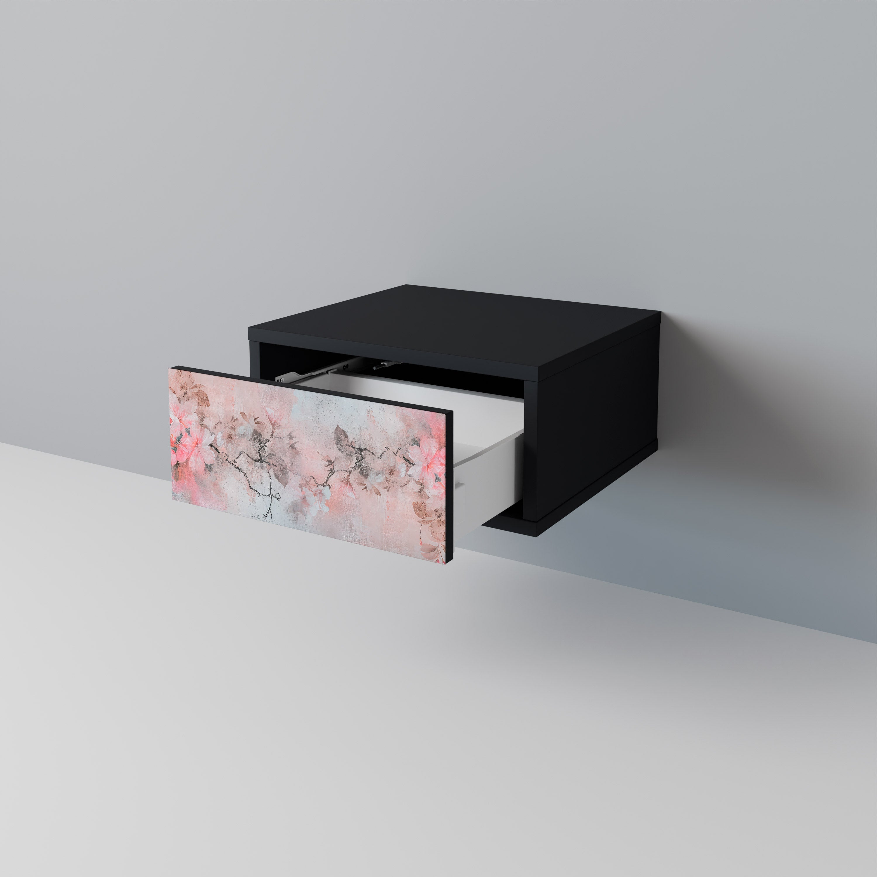 CHERRY BLOSSOM Nightstand in Black Finish