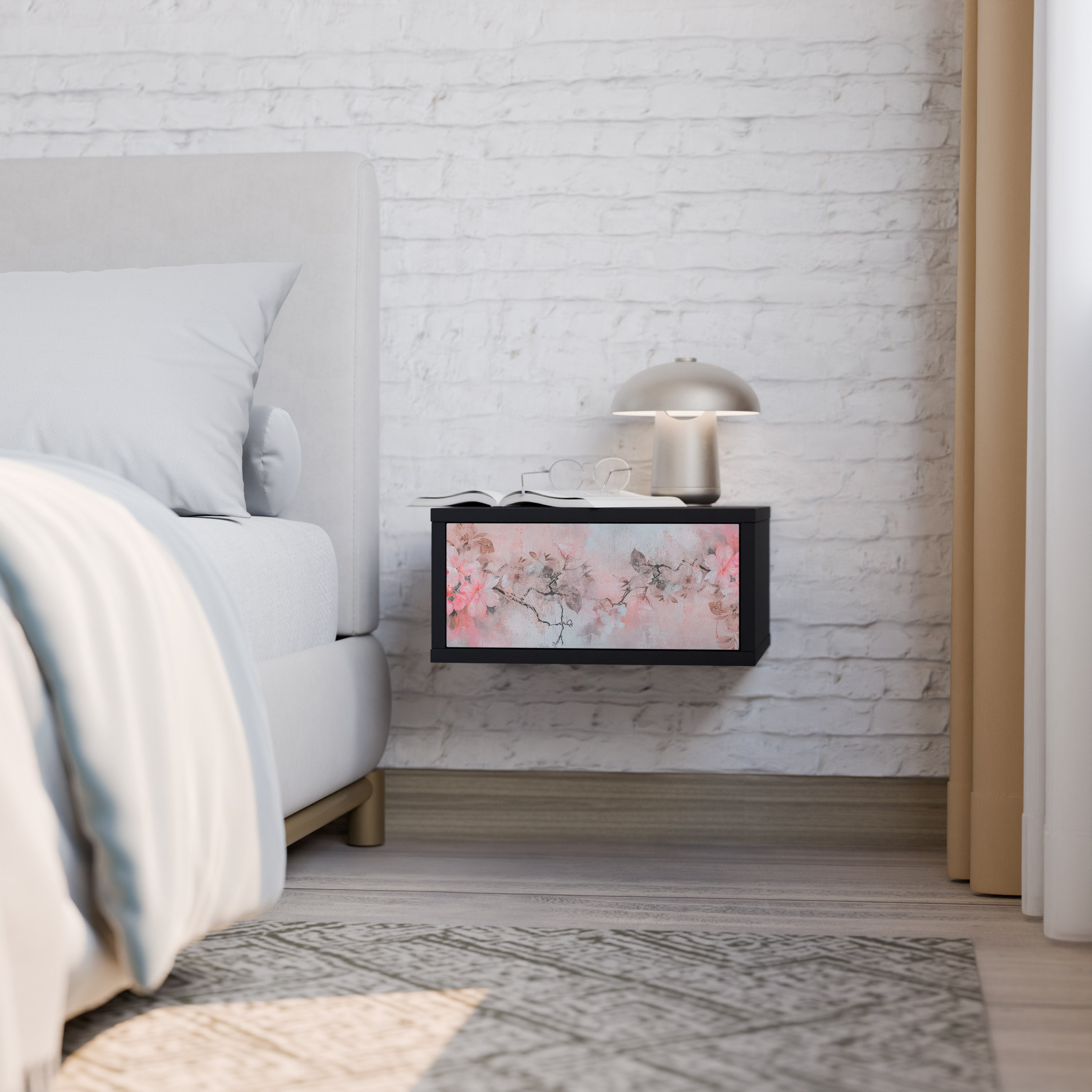 CHERRY BLOSSOM Nightstand in Black Finish