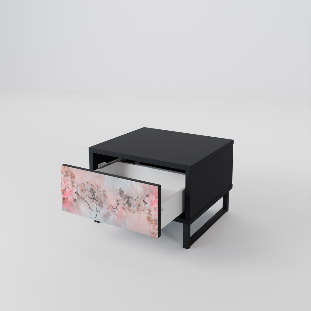 CHERRY BLOSSOM Nightstand in Black Finish