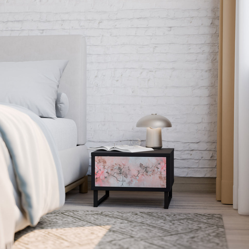 CHERRY BLOSSOM Nightstand in Black Finish