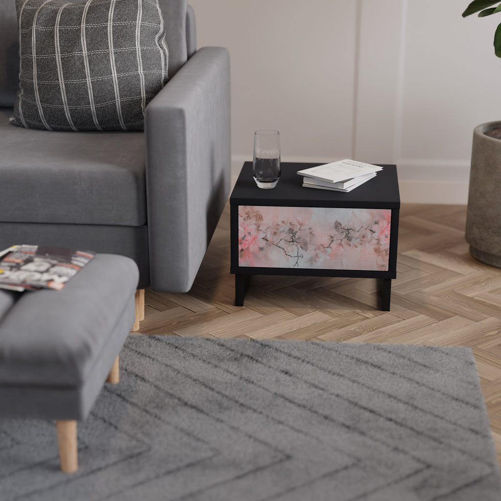 CHERRY BLOSSOM Nightstand in Black Finish