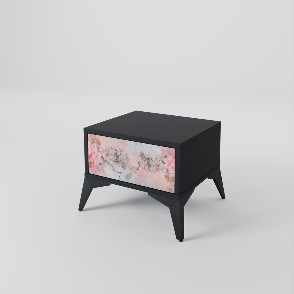 CHERRY BLOSSOM Nightstand in Black Finish