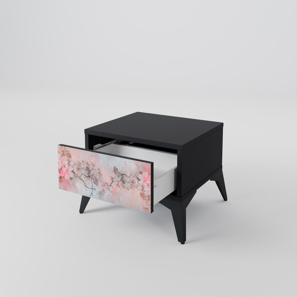 CHERRY BLOSSOM Nightstand in Black Finish