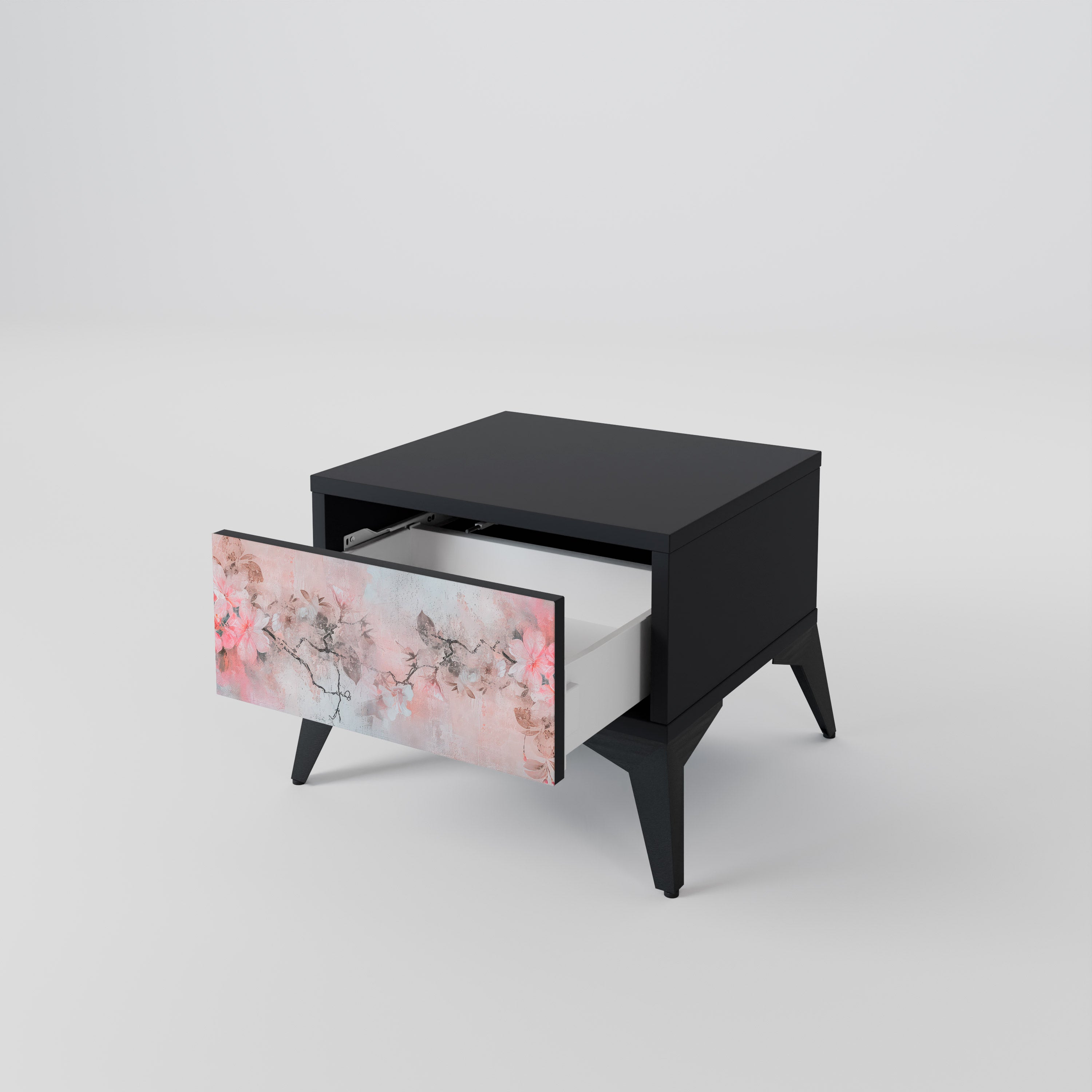CHERRY BLOSSOM Nightstand in Black Finish