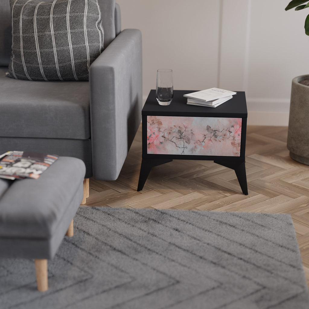 CHERRY BLOSSOM Nightstand in Black Finish