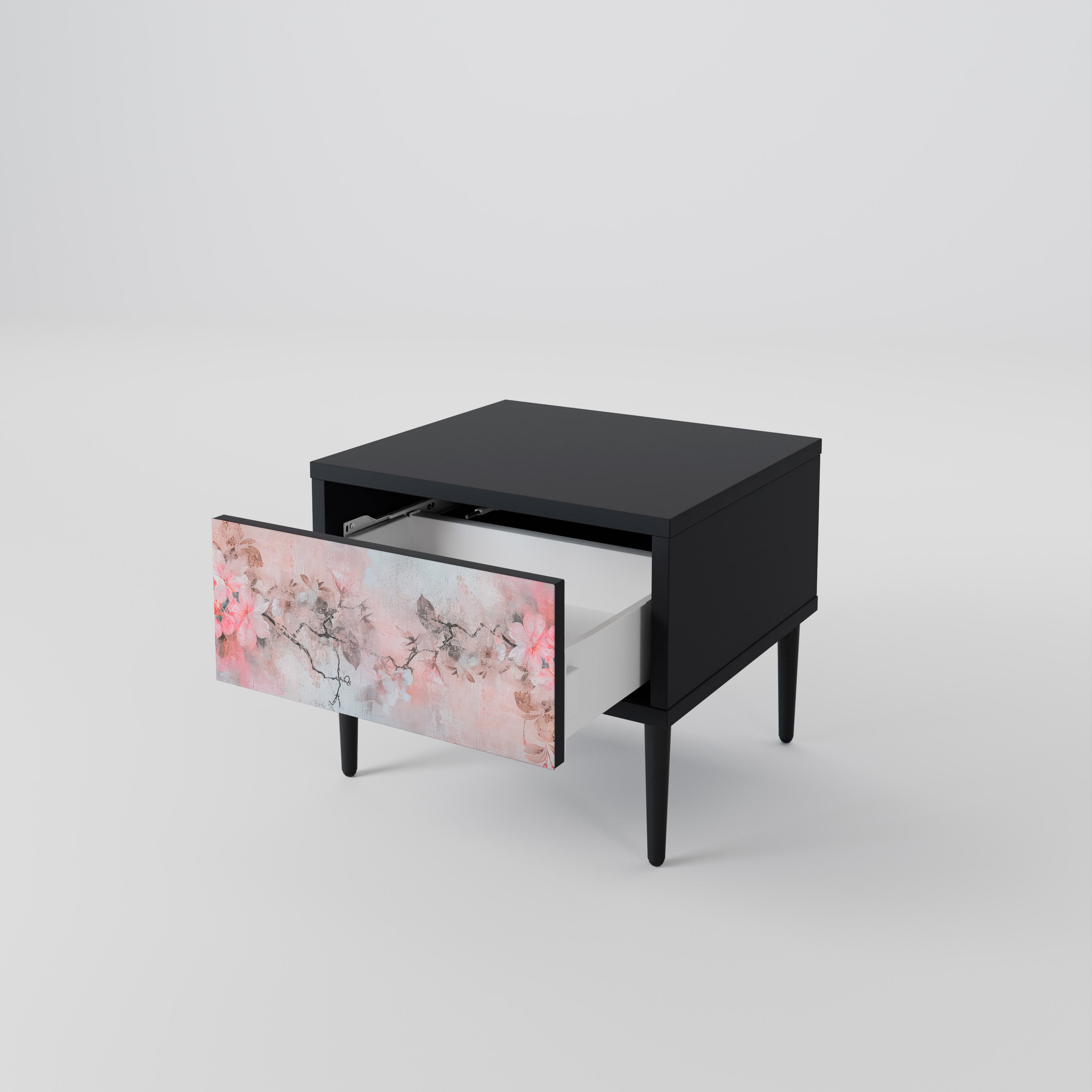 CHERRY BLOSSOM Nightstand in Black Finish