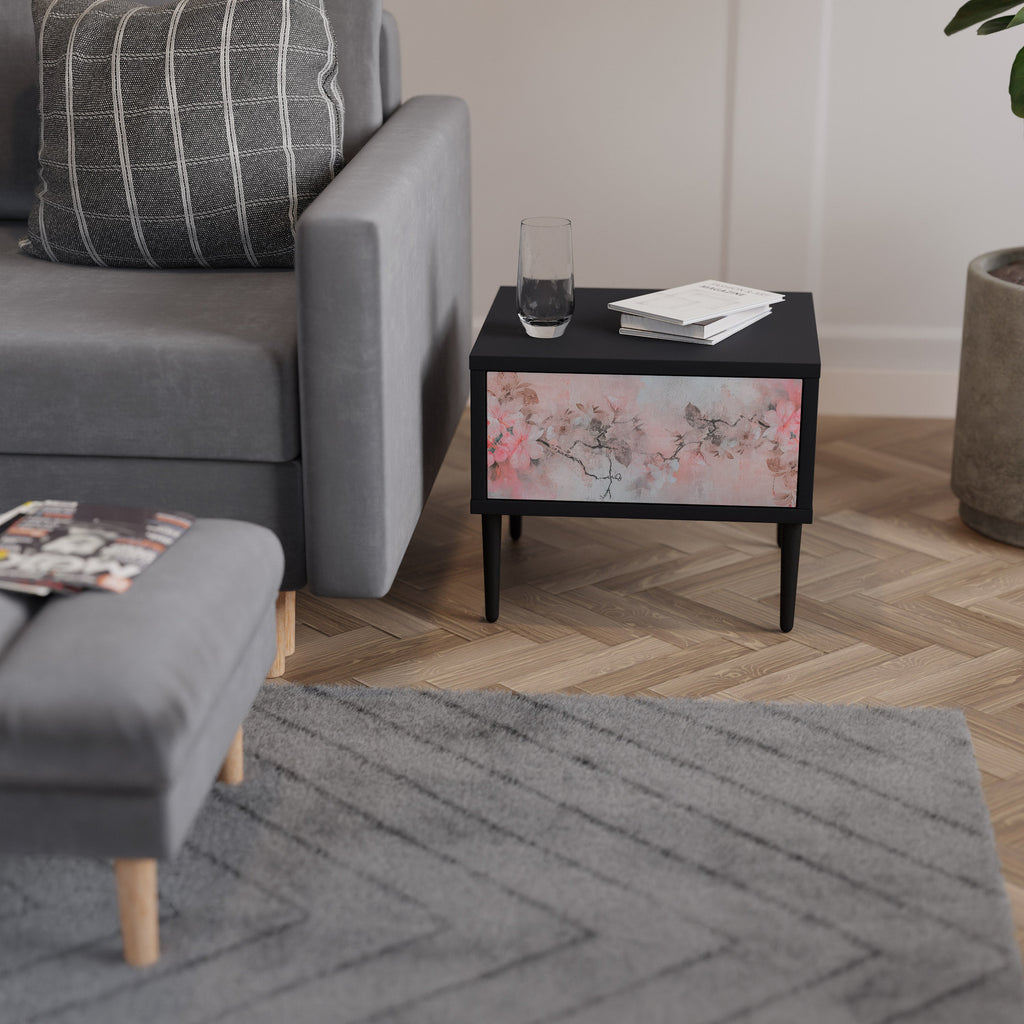 CHERRY BLOSSOM Nightstand in Black Finish