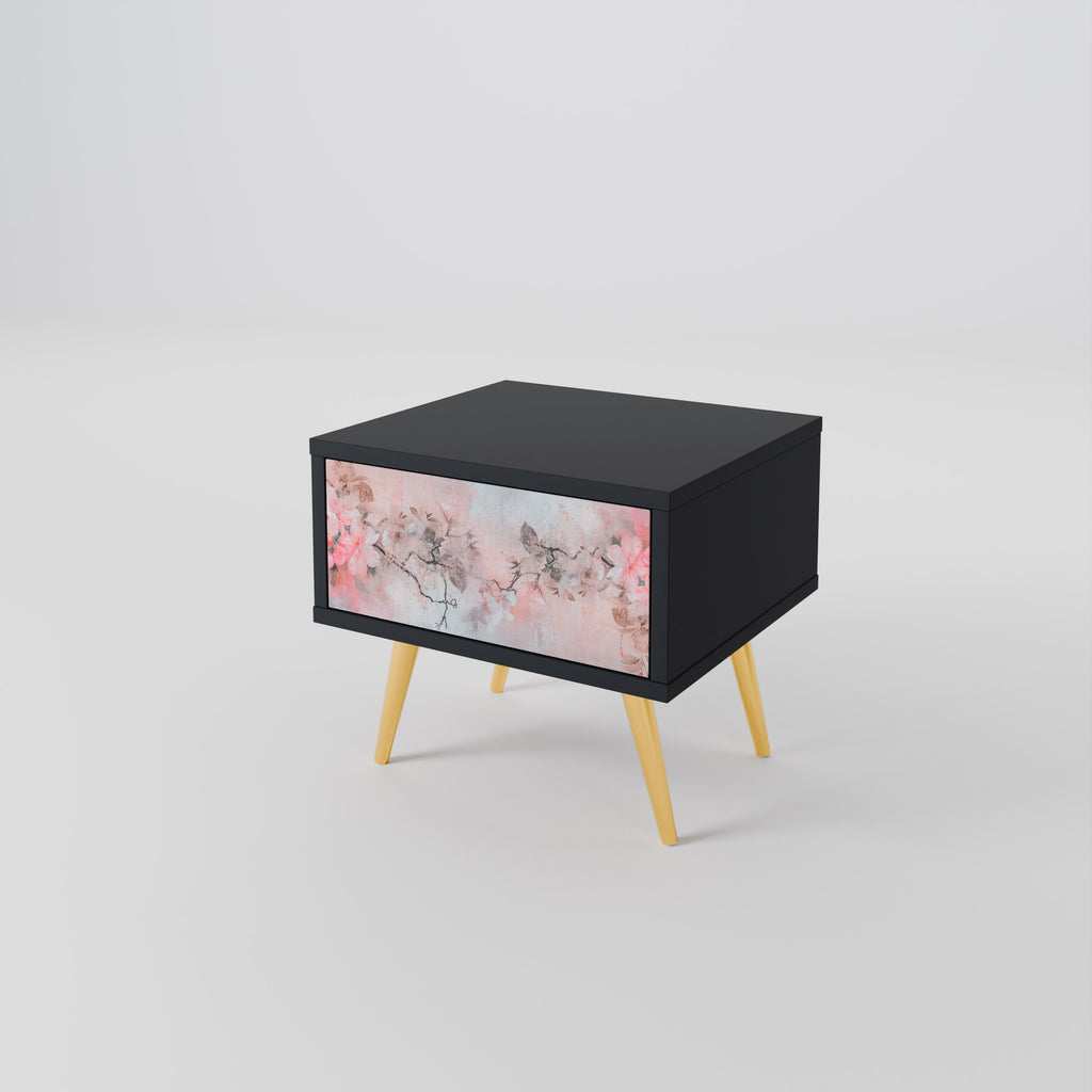 CHERRY BLOSSOM Nightstand in Black Finish