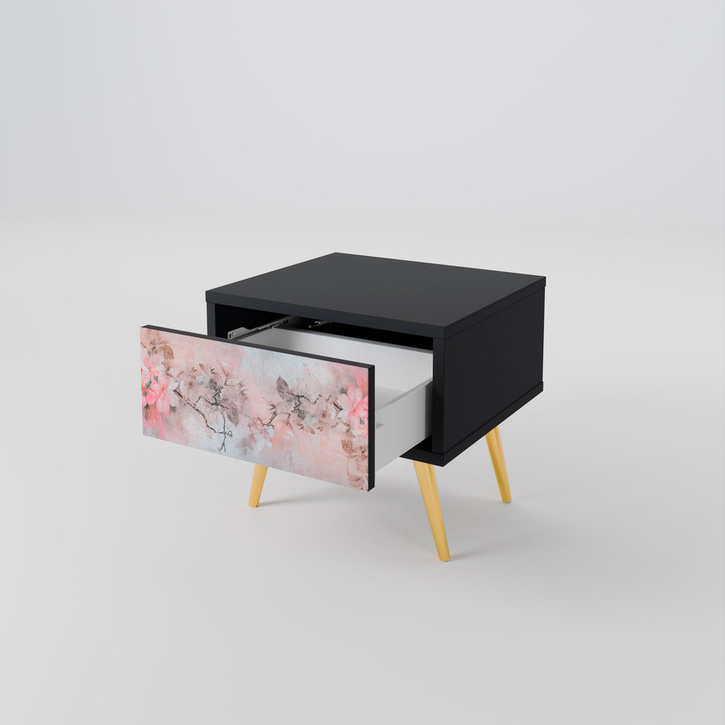 CHERRY BLOSSOM Nightstand in Black Finish