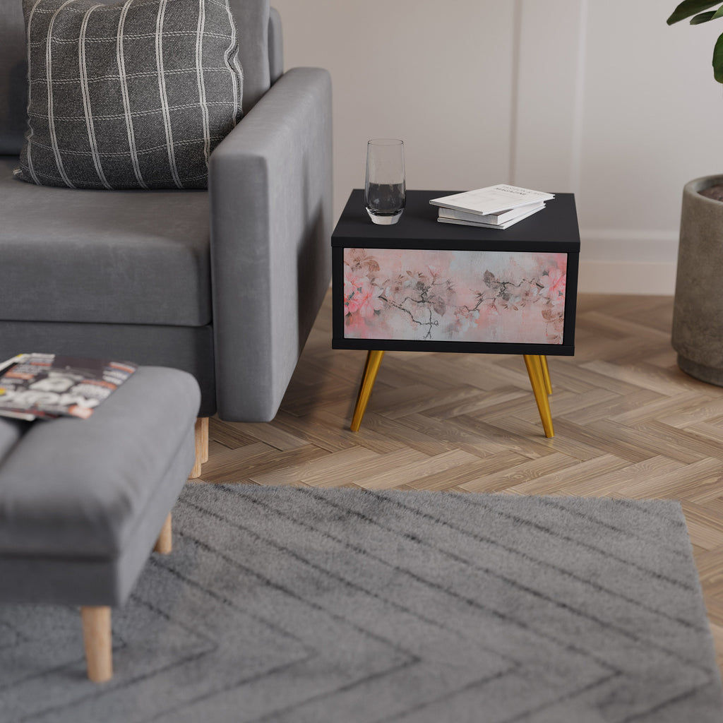 CHERRY BLOSSOM Nightstand in Black Finish