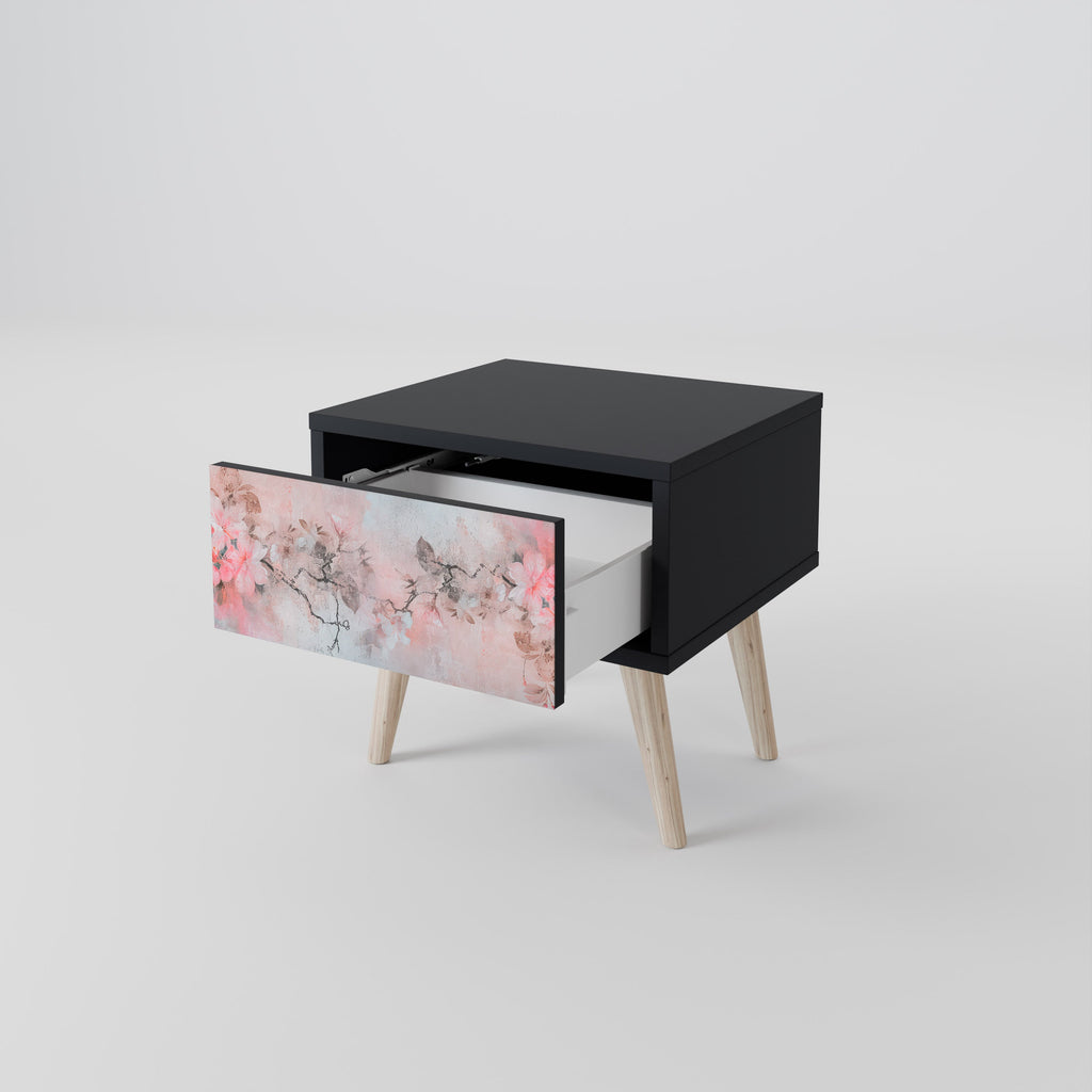 CHERRY BLOSSOM Nightstand in Black Finish