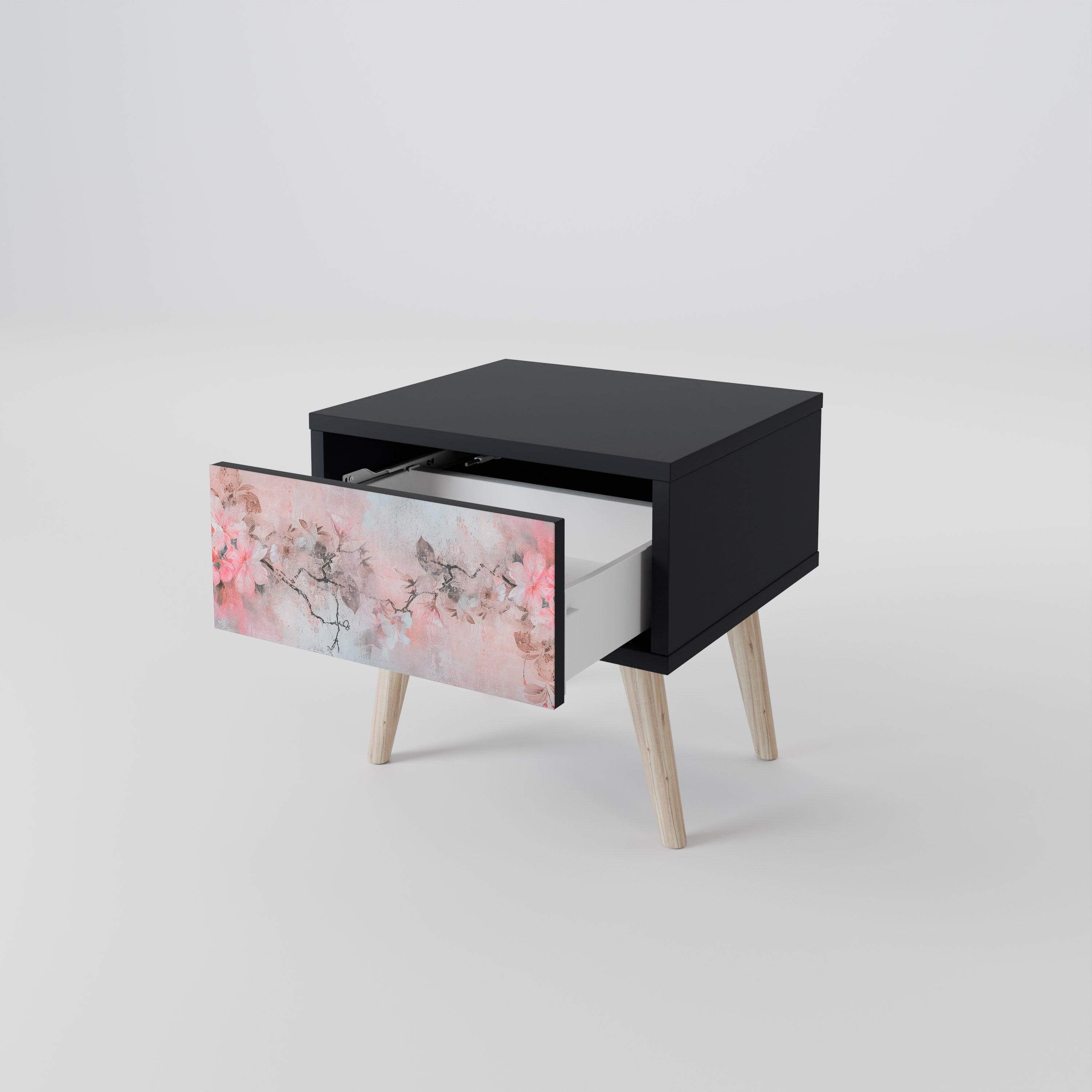 CHERRY BLOSSOM Nightstand in Black Finish