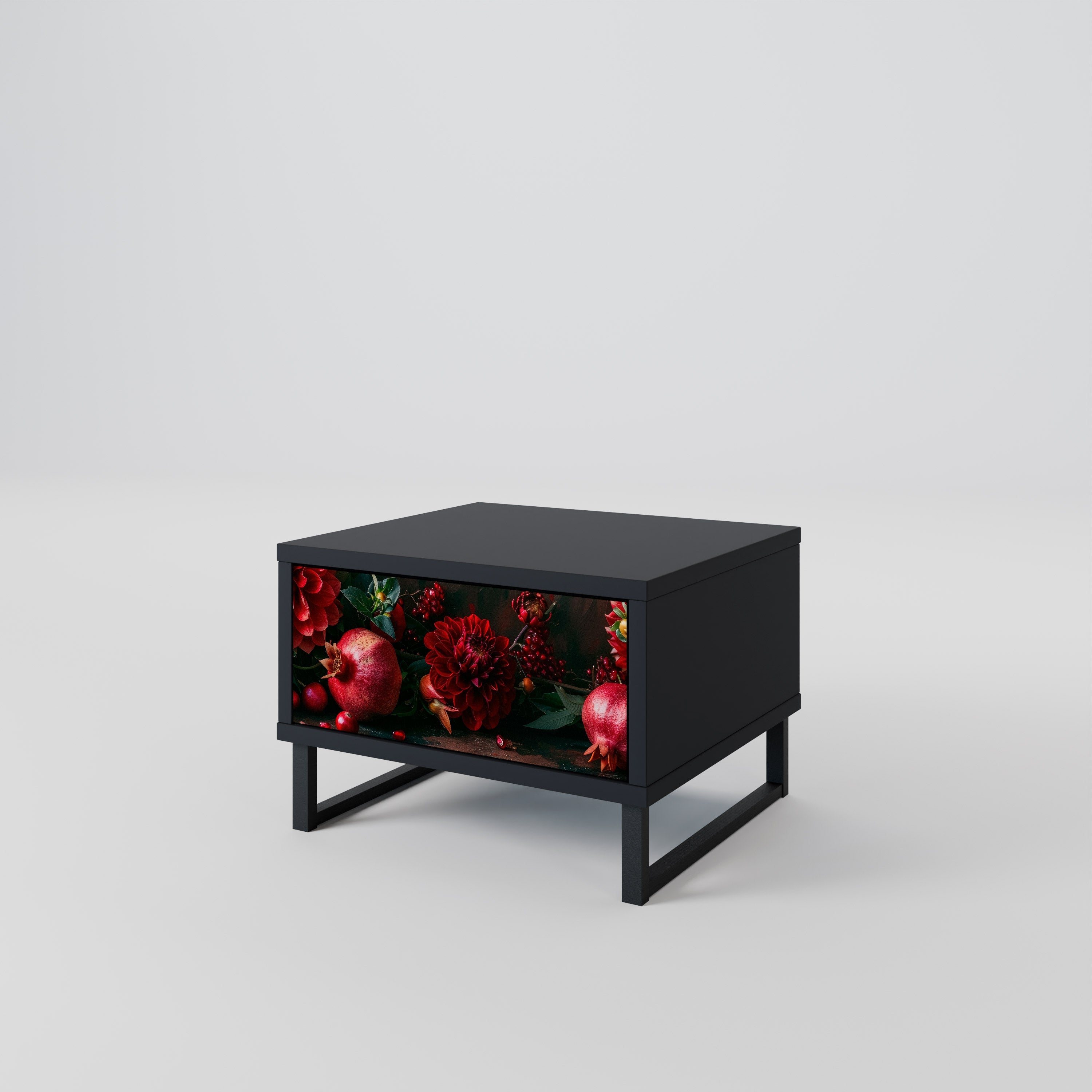 DAHLIAS AND POMEGRANATES Mesa de Cabeceira em Acabamento Preto