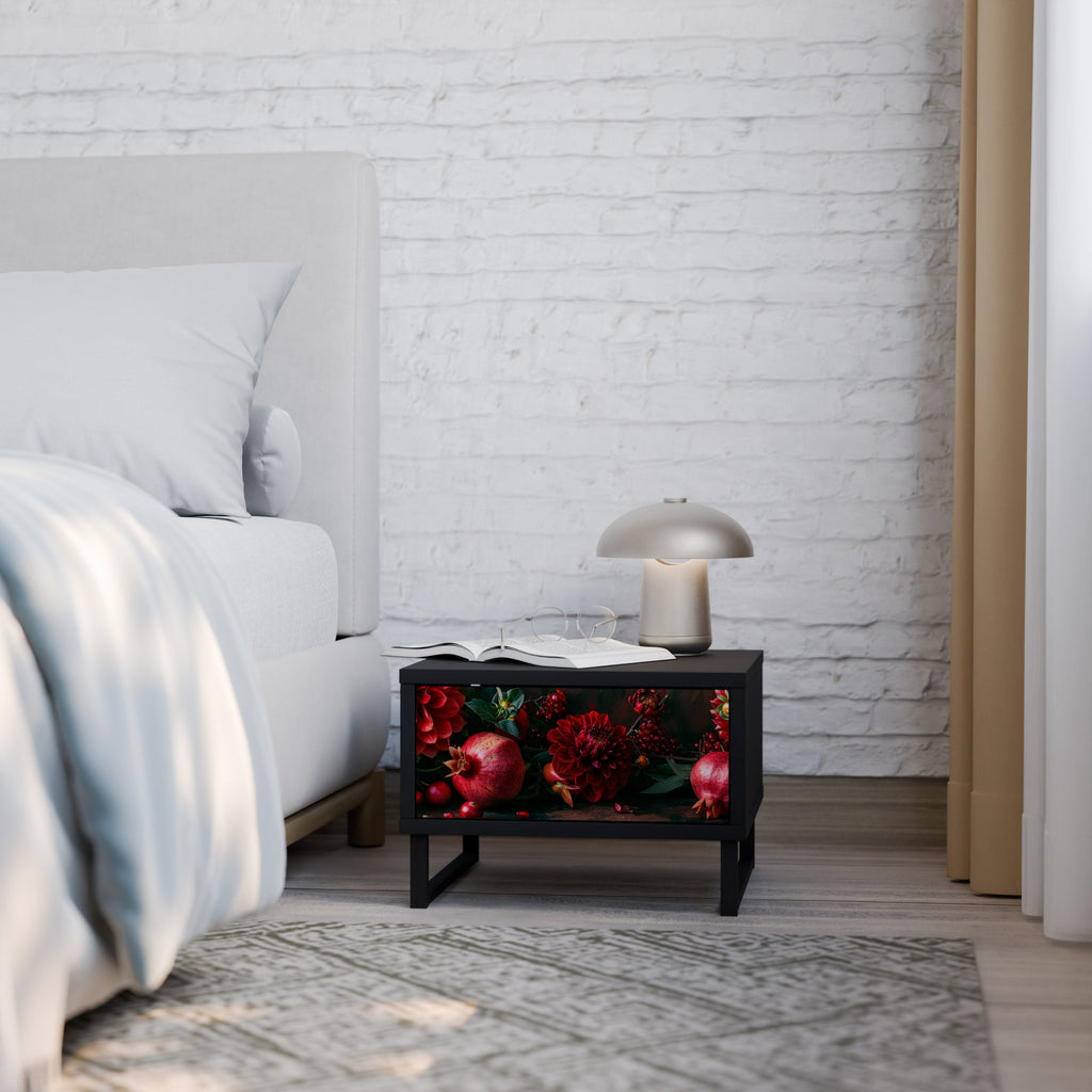 DAHLIAS AND POMEGRANATES Mesa de Cabeceira em Acabamento Preto