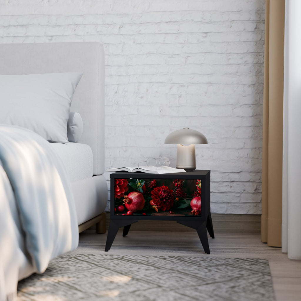 DAHLIAS AND POMEGRANATES Mesa de Cabeceira em Acabamento Preto