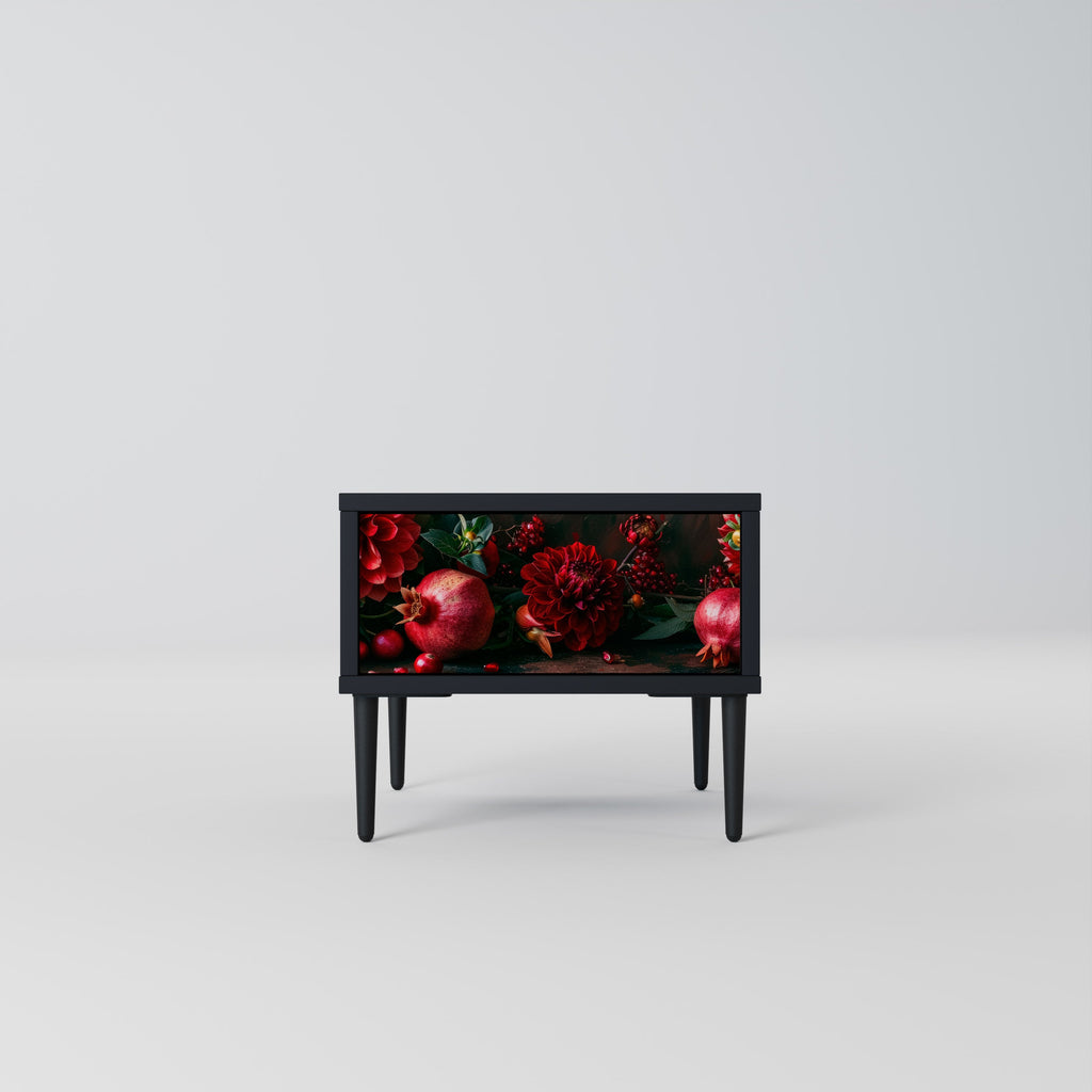 DAHLIAS AND POMEGRANATES Mesa de Cabeceira em Acabamento Preto
