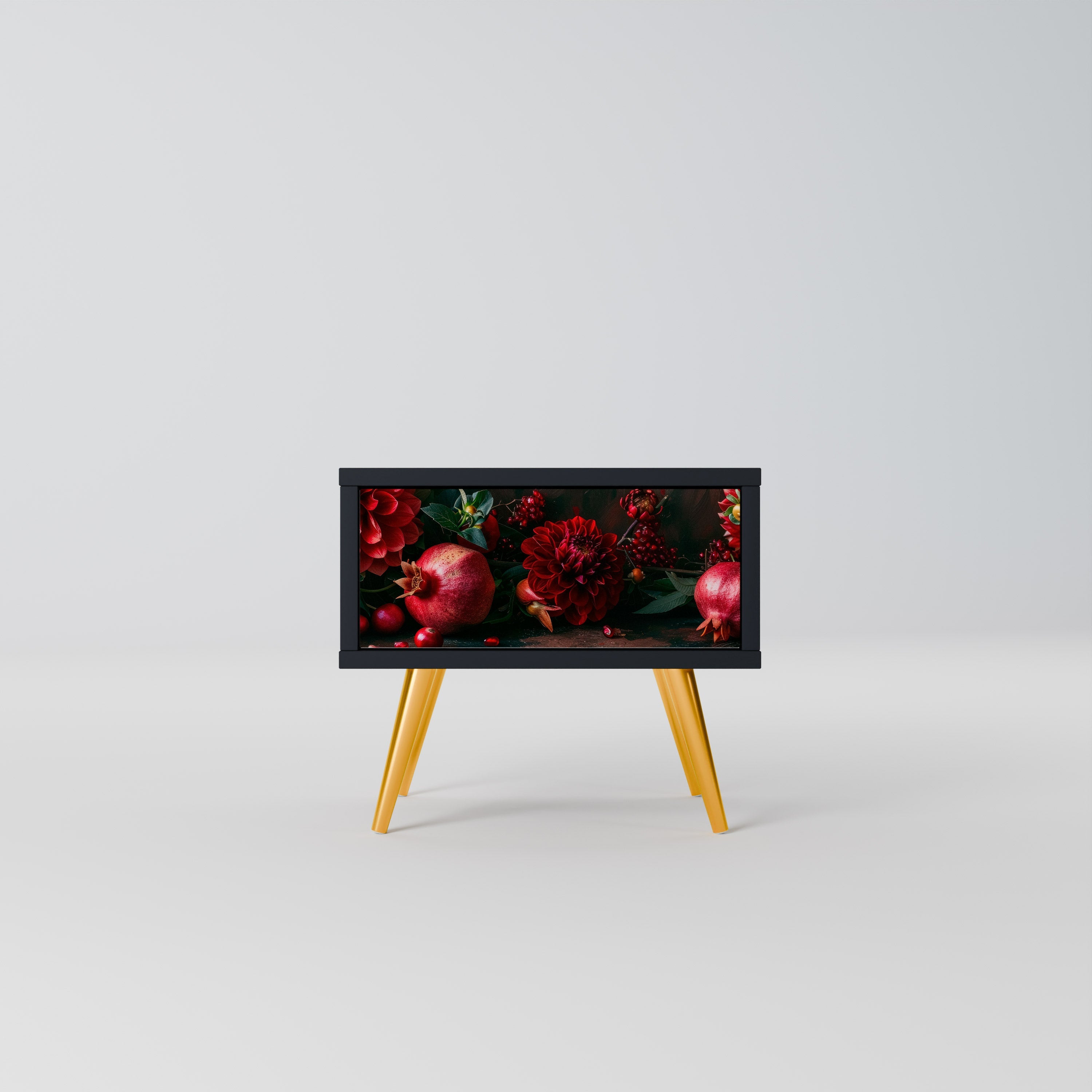 DAHLIAS AND POMEGRANATES Mesa de Cabeceira em Acabamento Preto