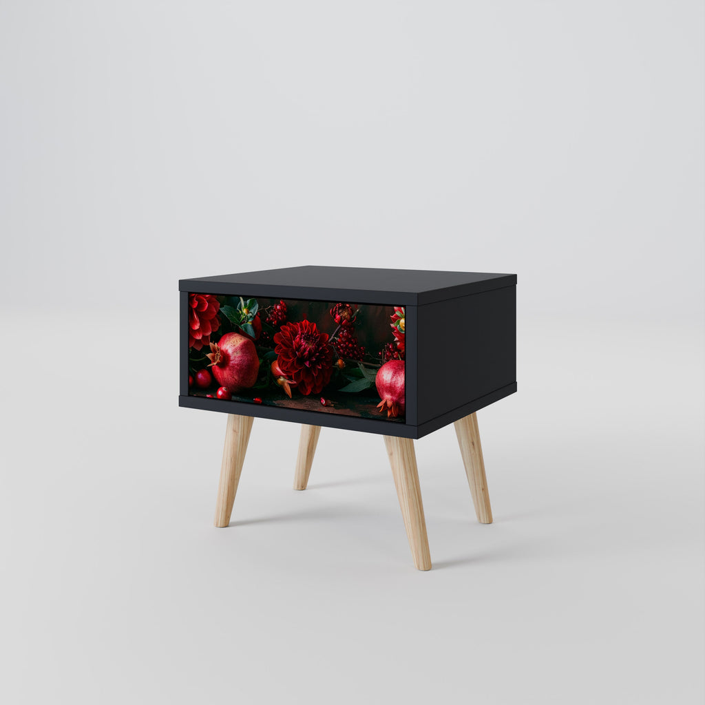 DAHLIAS AND POMEGRANATES Mesa de Cabeceira em Acabamento Preto