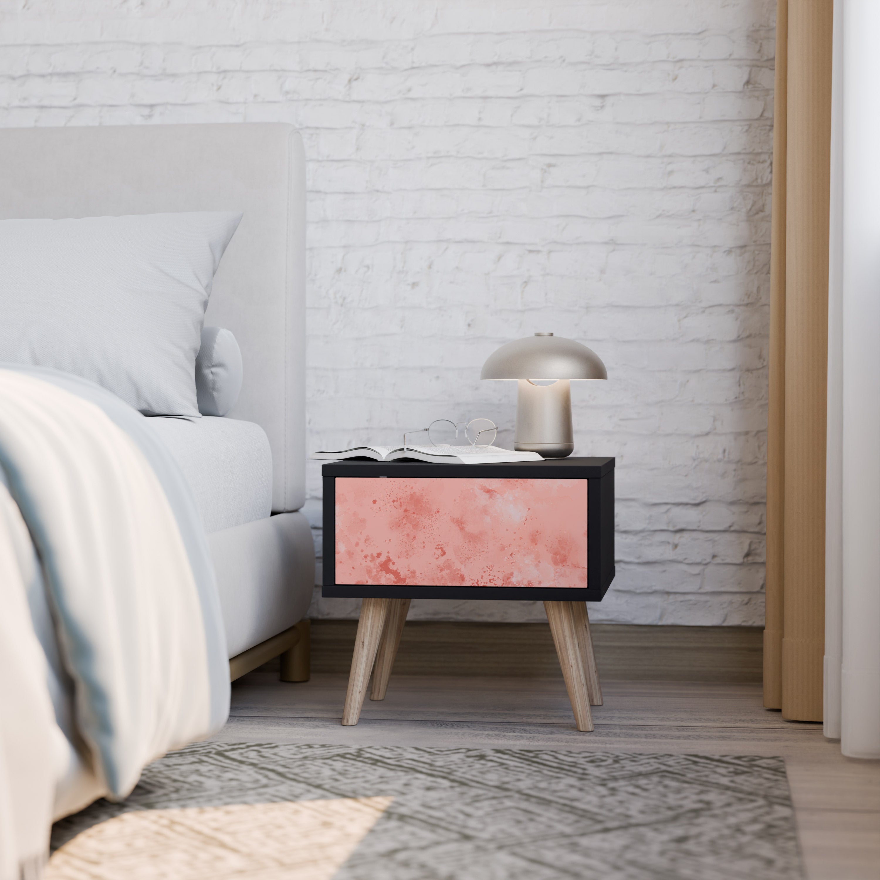 CRANE DANCE Nightstand in Black Finish