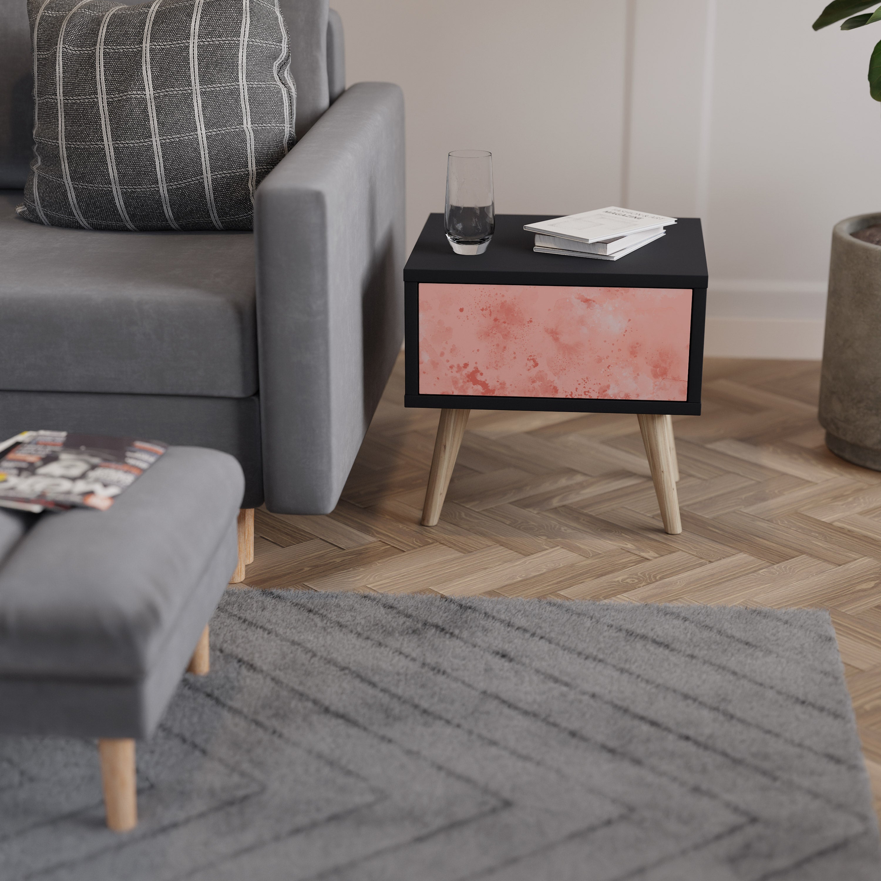 CRANE DANCE Nightstand in Black Finish