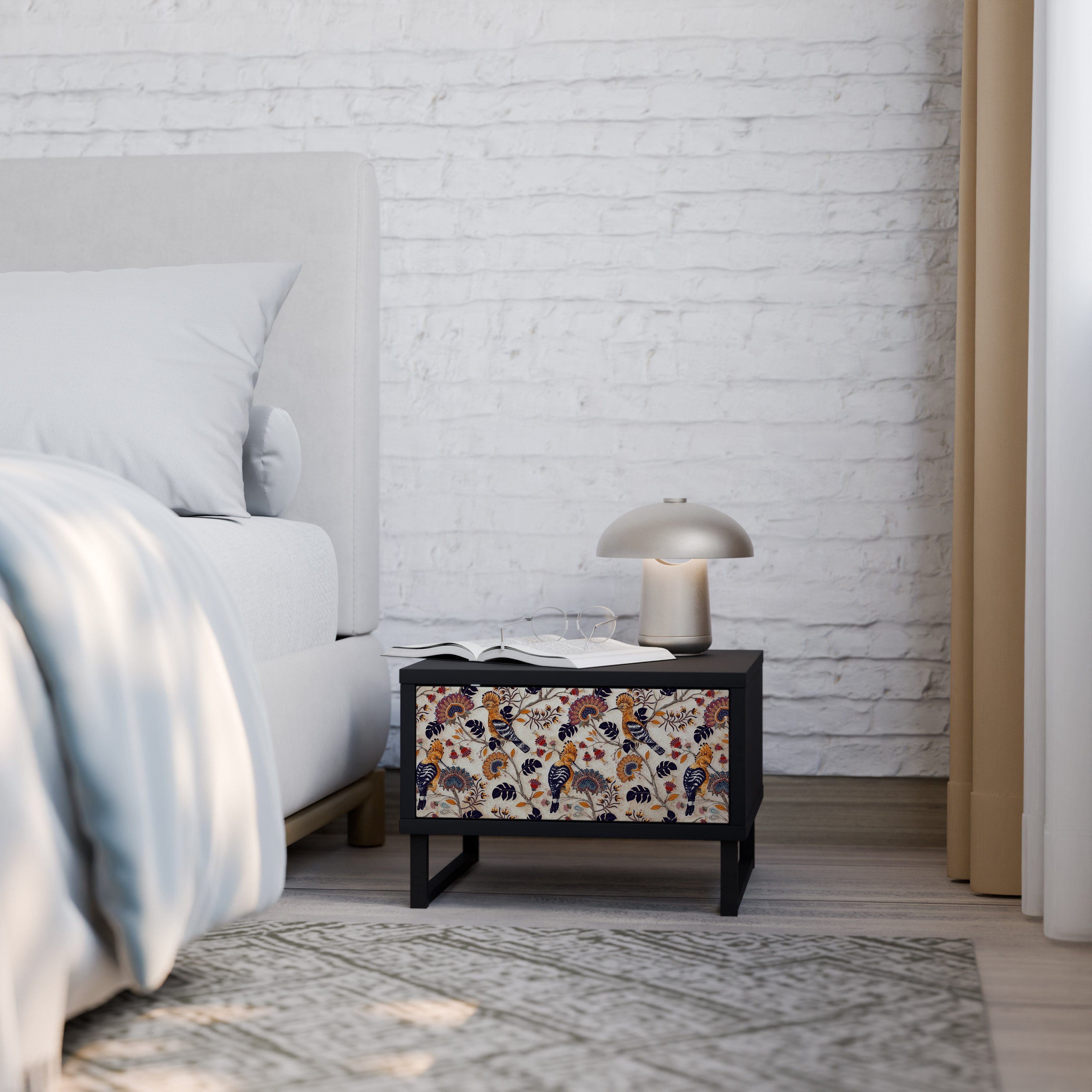 EMINENT HOOPOE Mesa de Cabeceira em Acabamento Preto