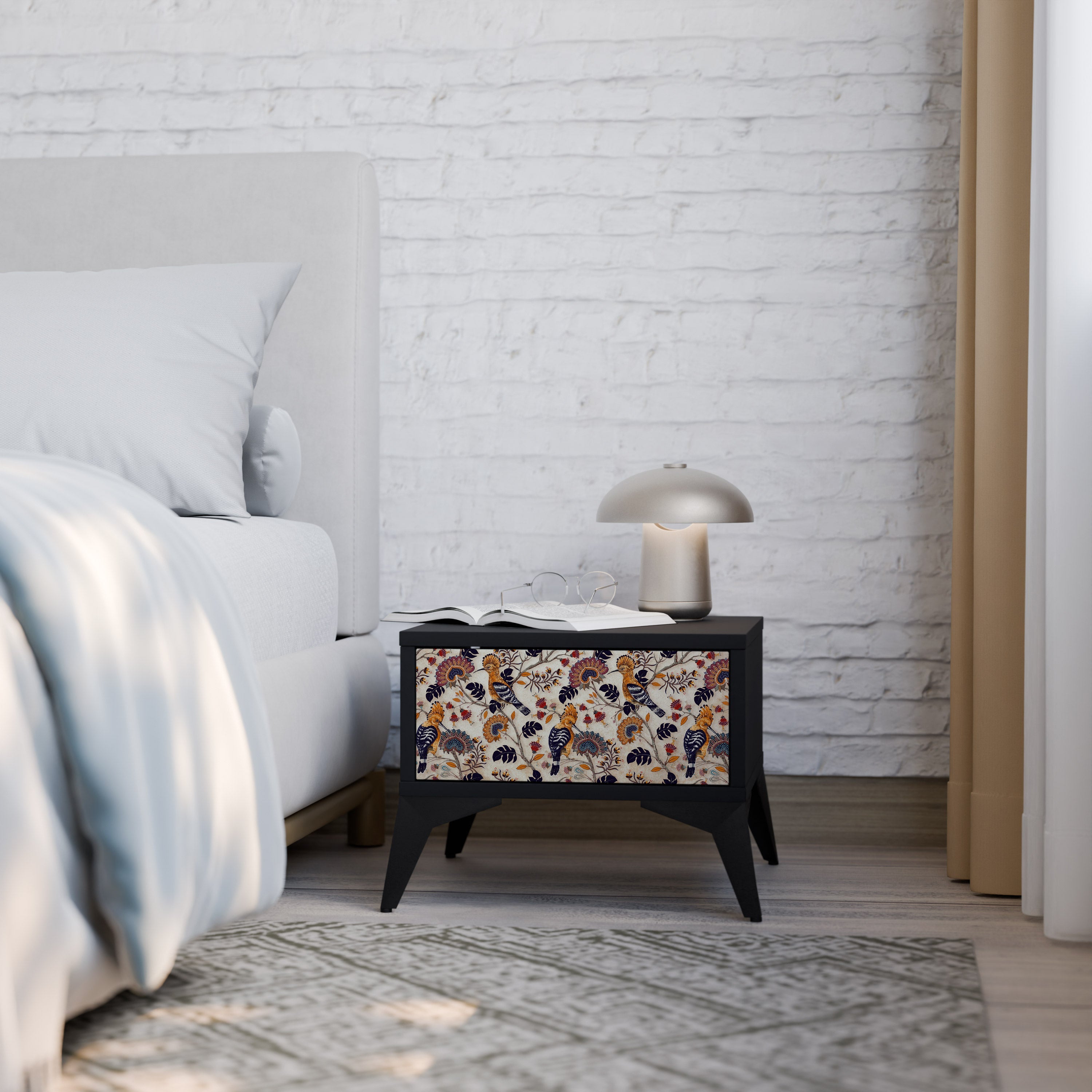 EMINENT HOOPOE Mesa de Cabeceira em Acabamento Preto