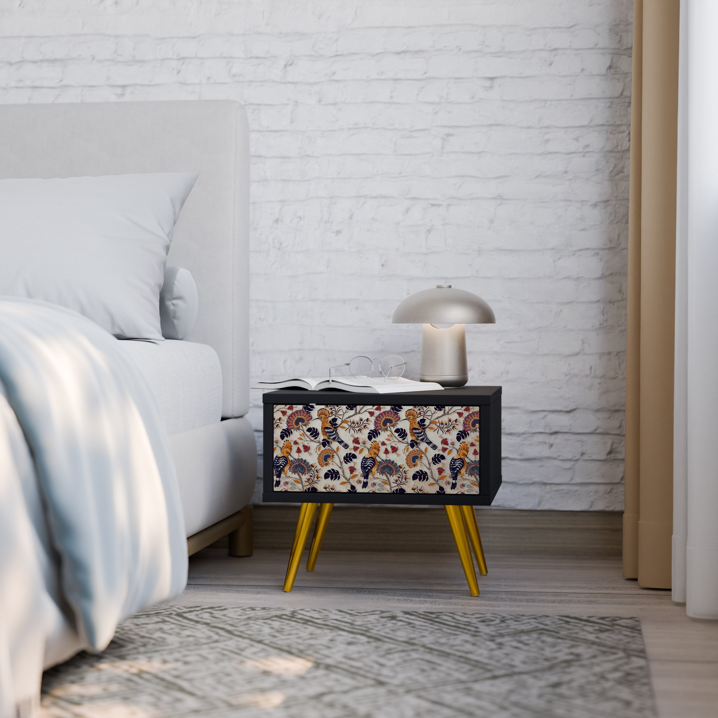 EMINENT HOOPOE Mesa de Cabeceira em Acabamento Preto