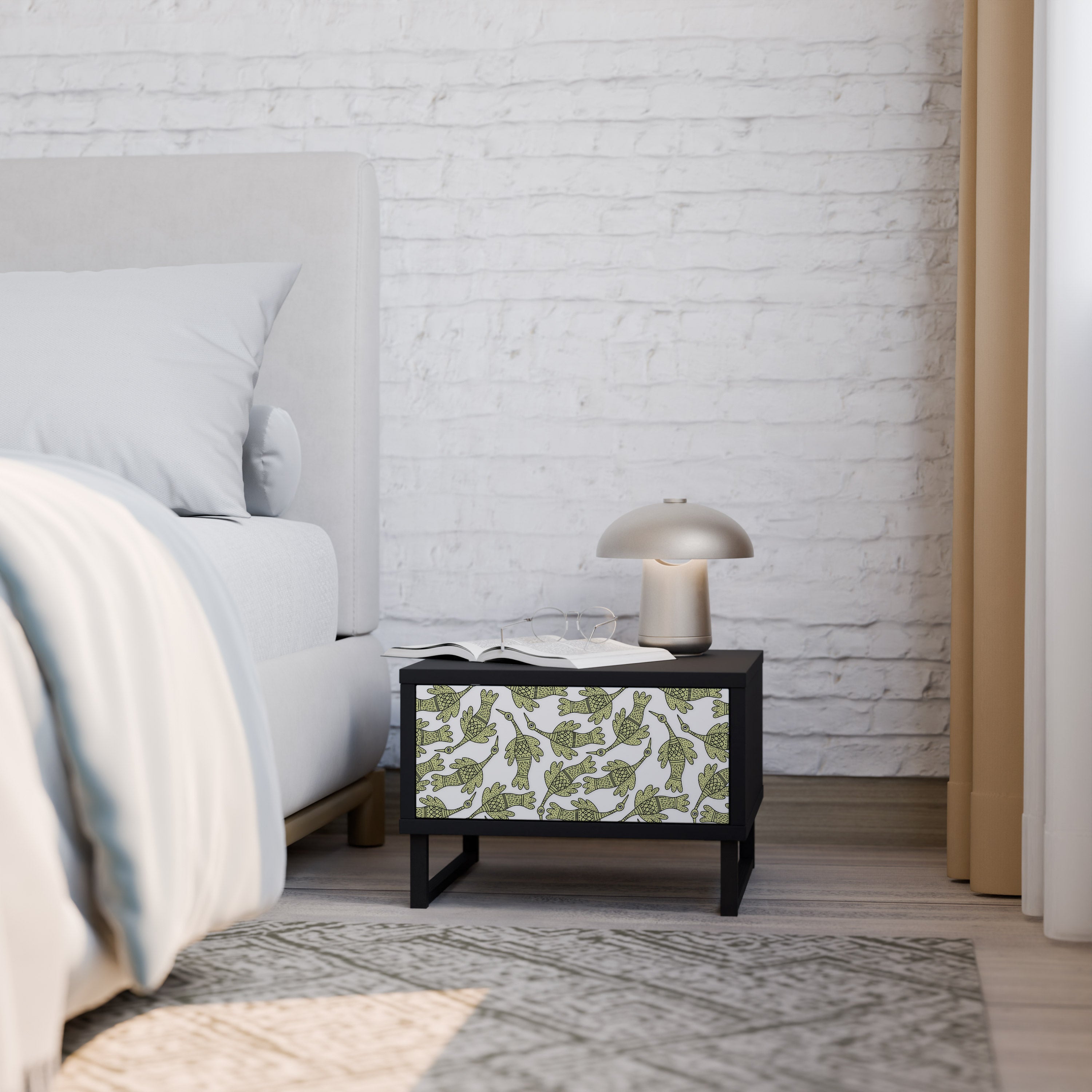 SEEDLING SONGBIRD Mesa de Cabeceira em Acabamento Preto